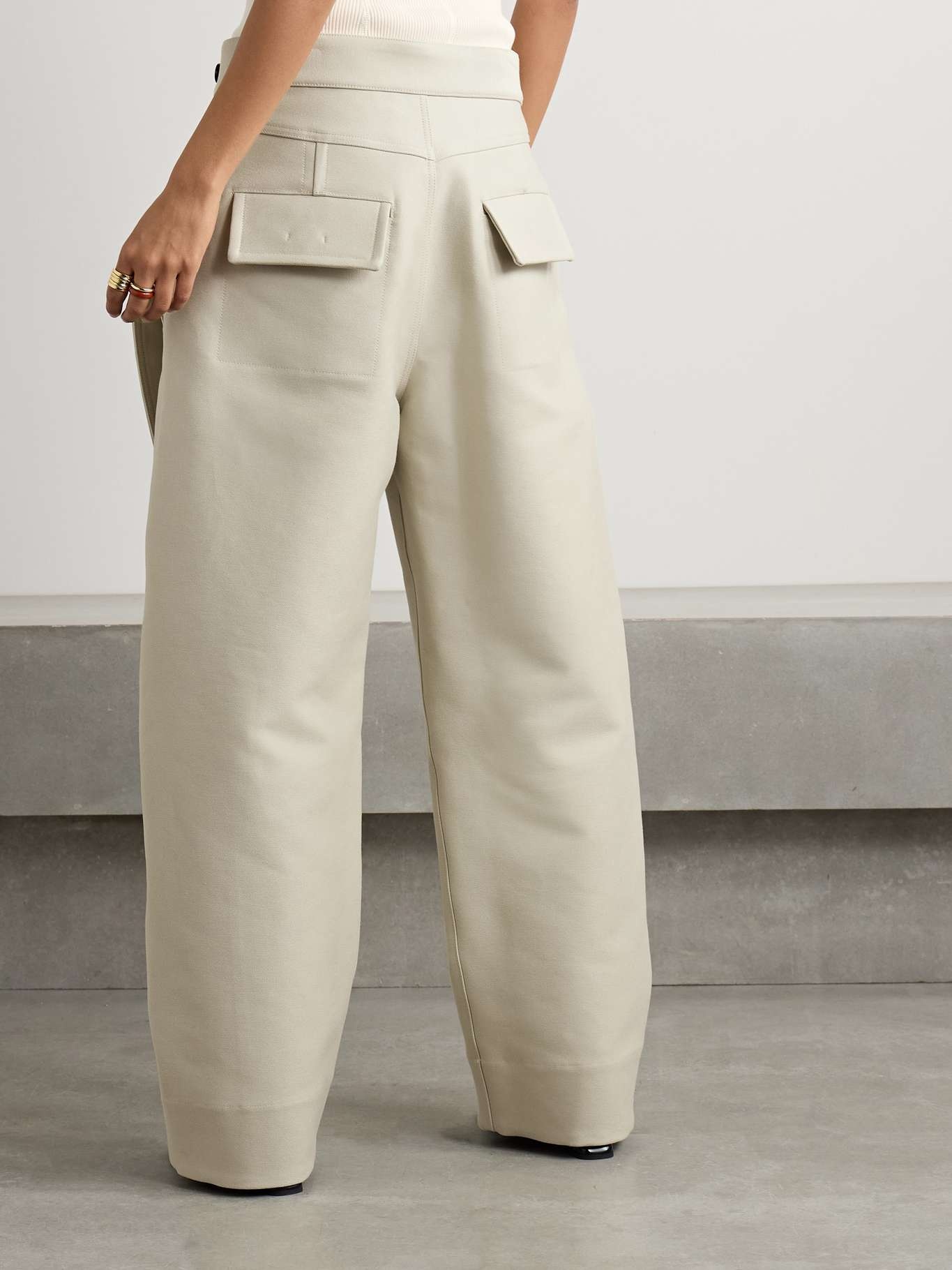 Layered cotton-gabardine wide-leg pants - 3