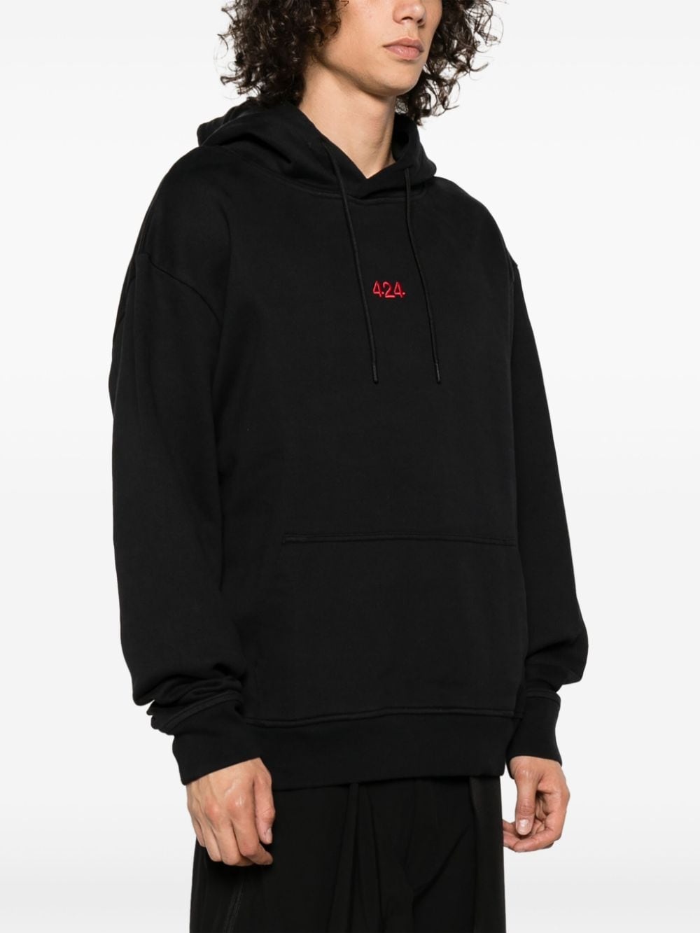 logo-embroidered cotton hoodie - 3