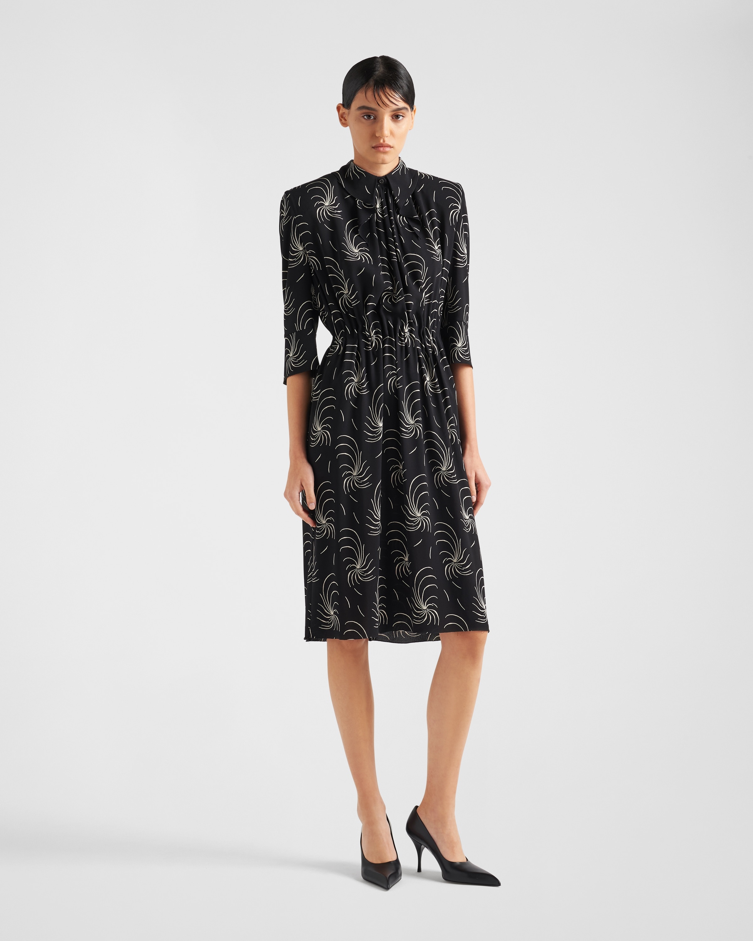 【プラダ・PRADA】Printed sable dress Prada Printed Sable Dress with Scarf Collar | Saks Fifth Avenue