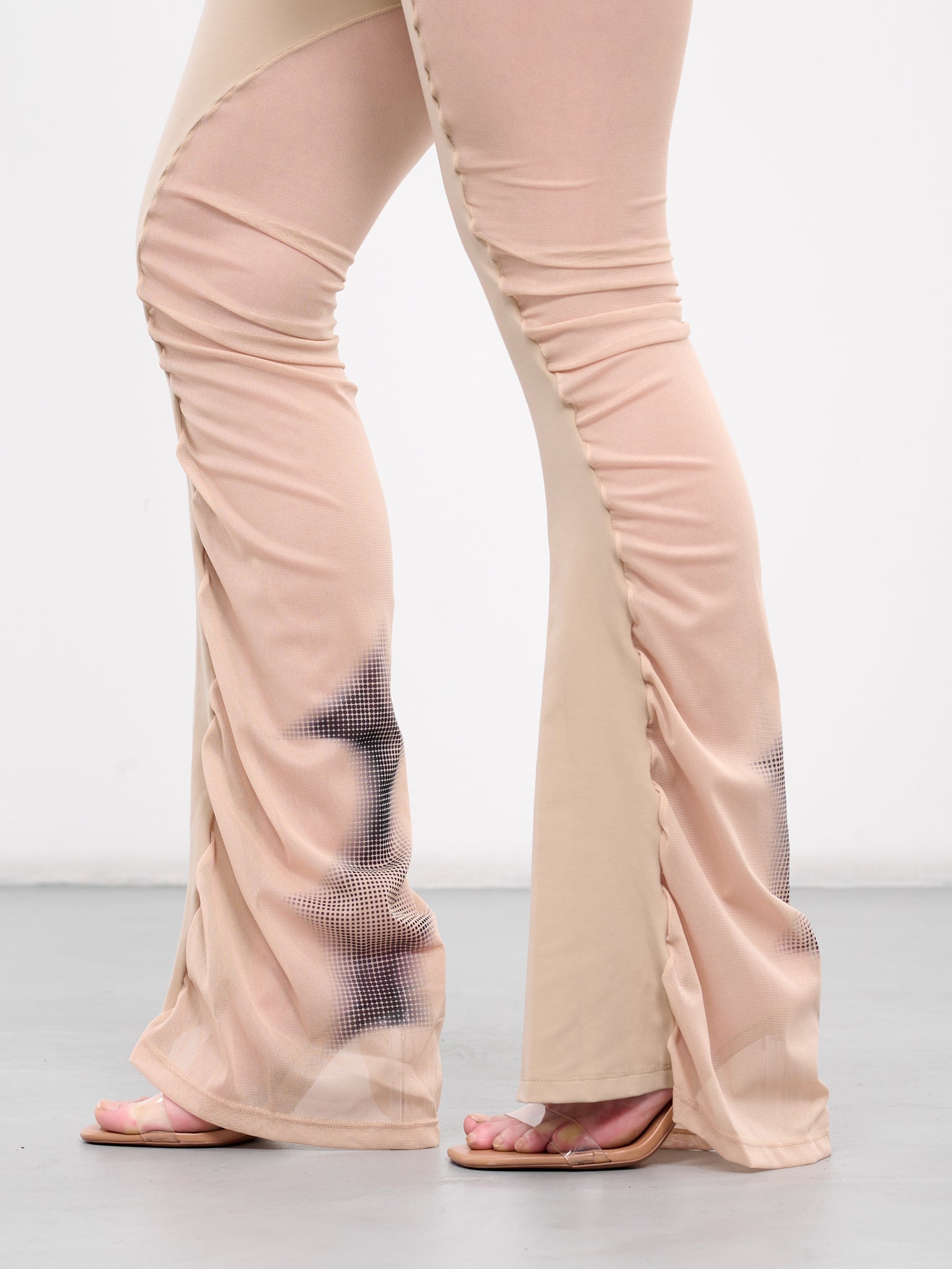 Mesh Paneled Flare Trousers - 5