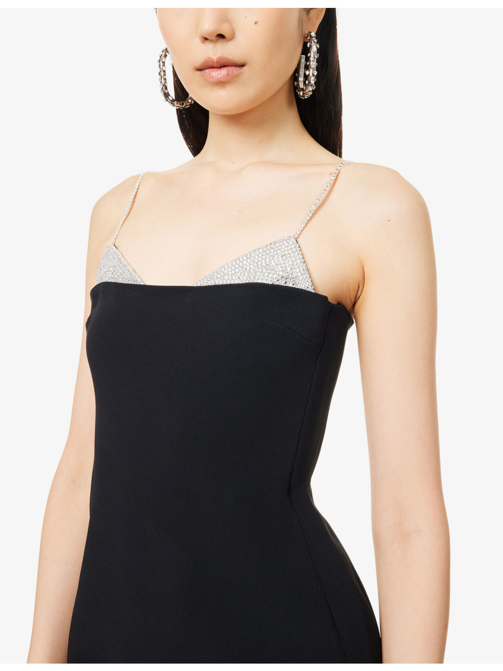 Crystal Shoulder-Straps Stretch-Woven Mini Dress - 5