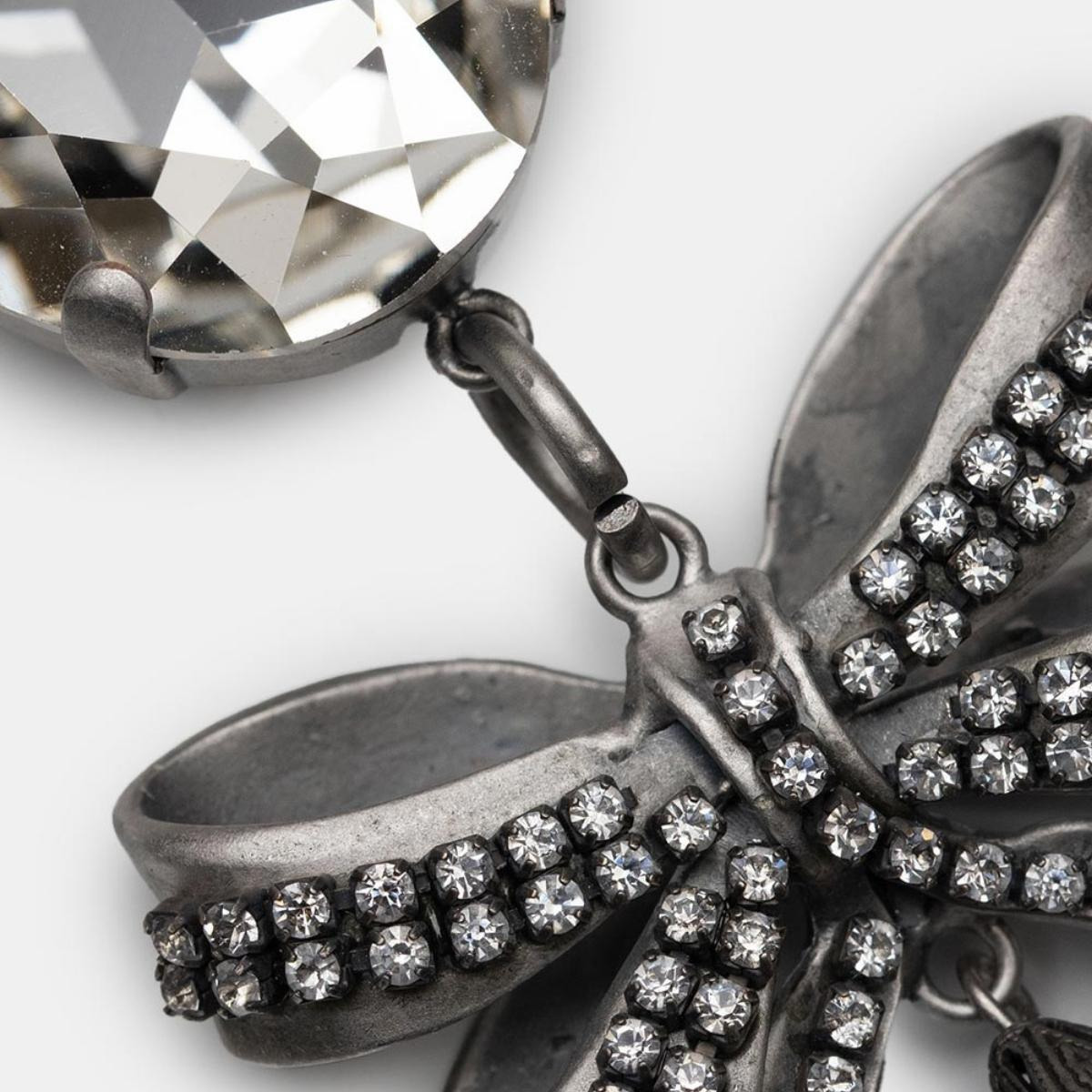 Crystal Bow Pearl Drop Earring - 3