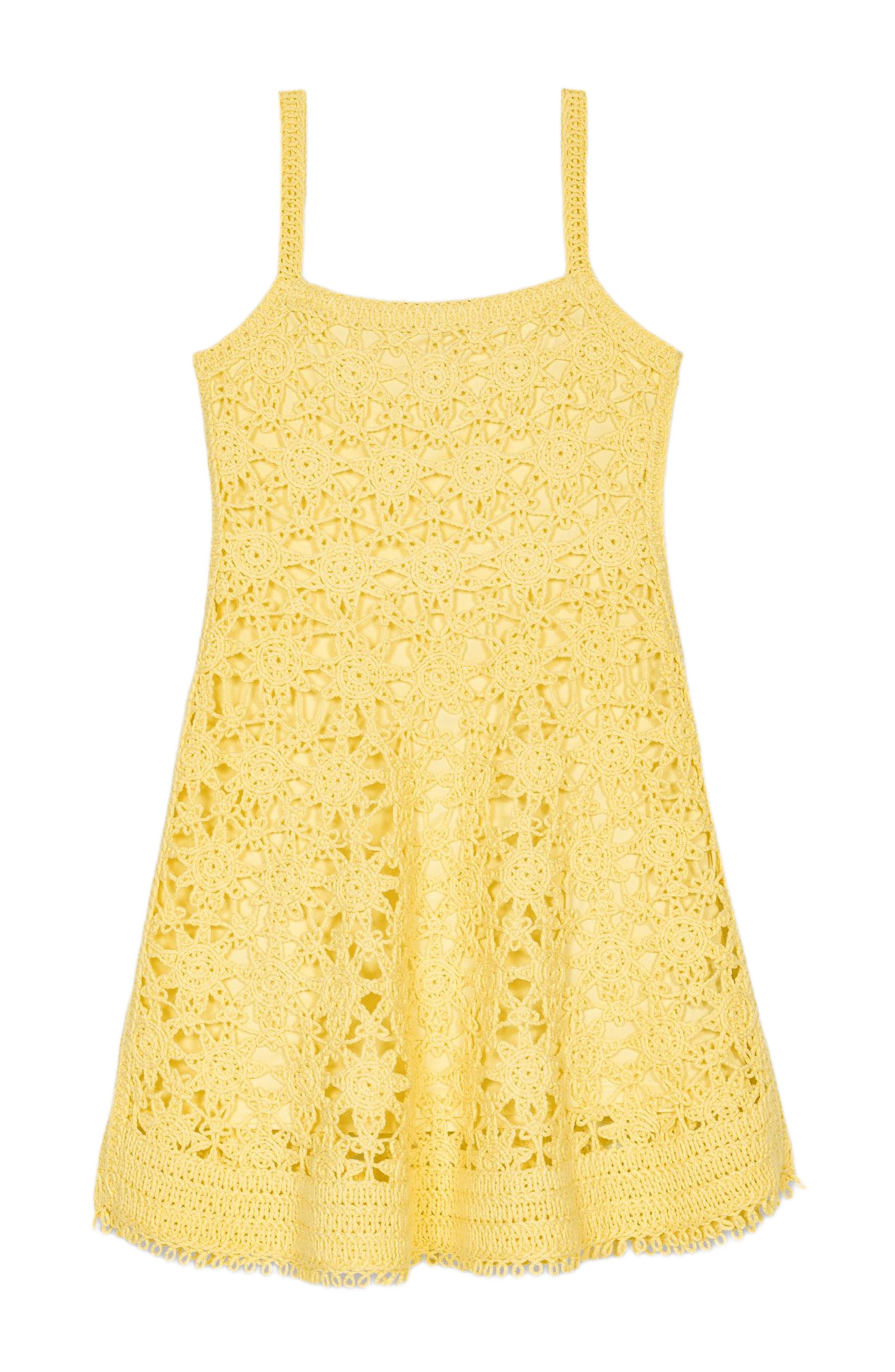 maje Crochet strappy mini dress in Yellow Banana at Nordstrom - 6