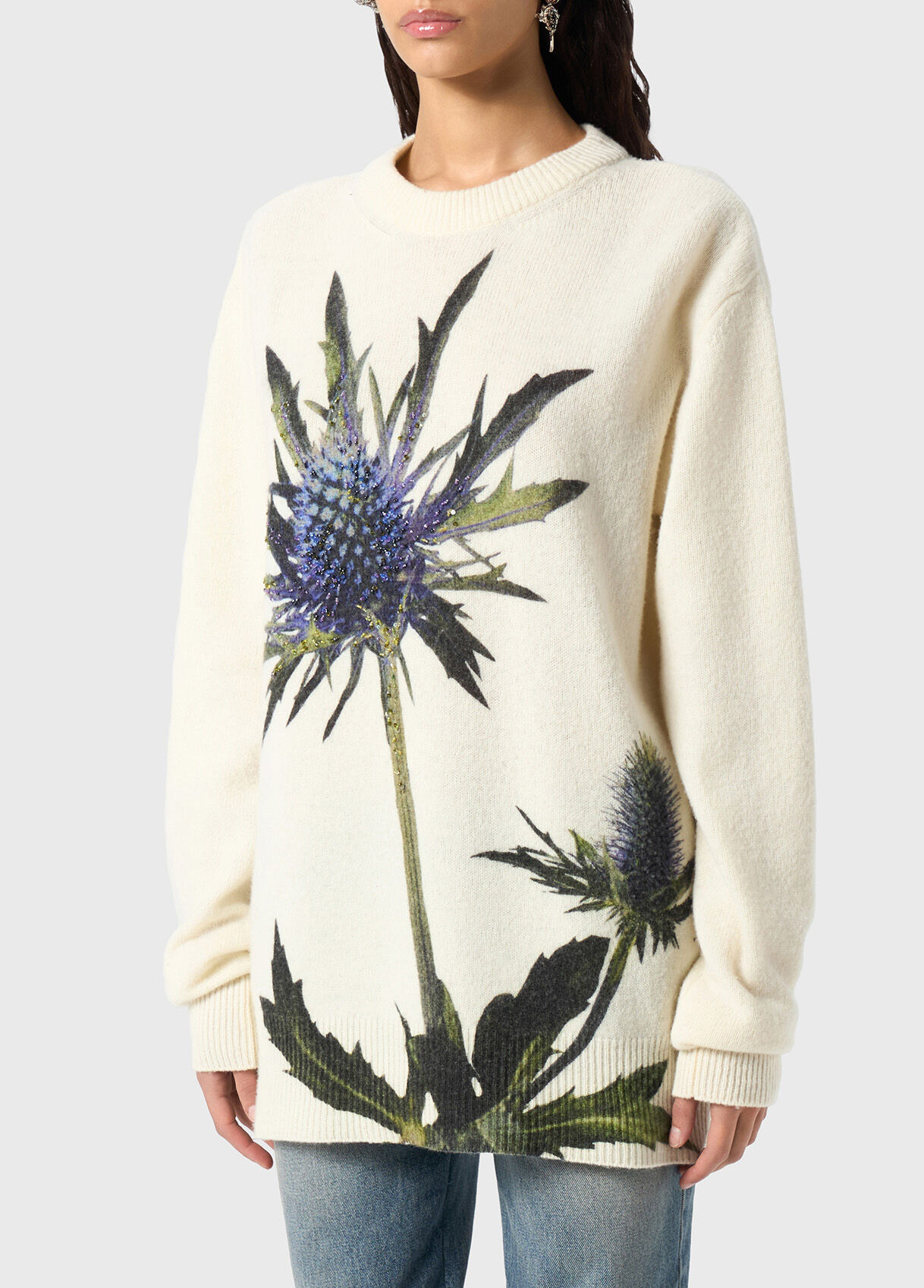 WOOL PRINTED PULLOVER WITH EMBROIDERY - 4