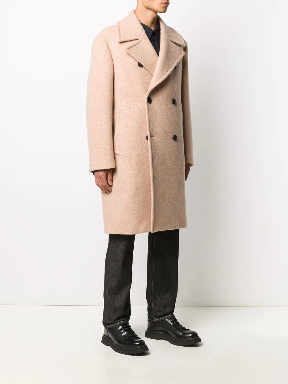 wide lapels double-breasted coat - 3