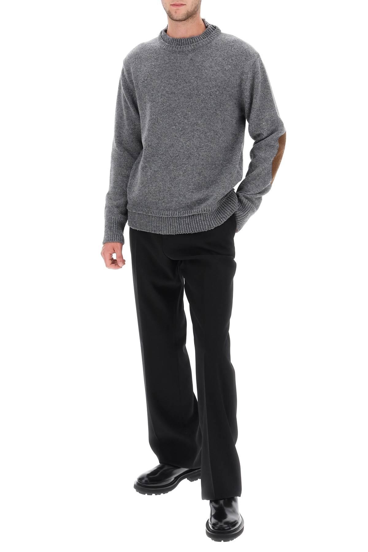 CREW NECK SWEATER WITH ELBOW PATCHES - 2