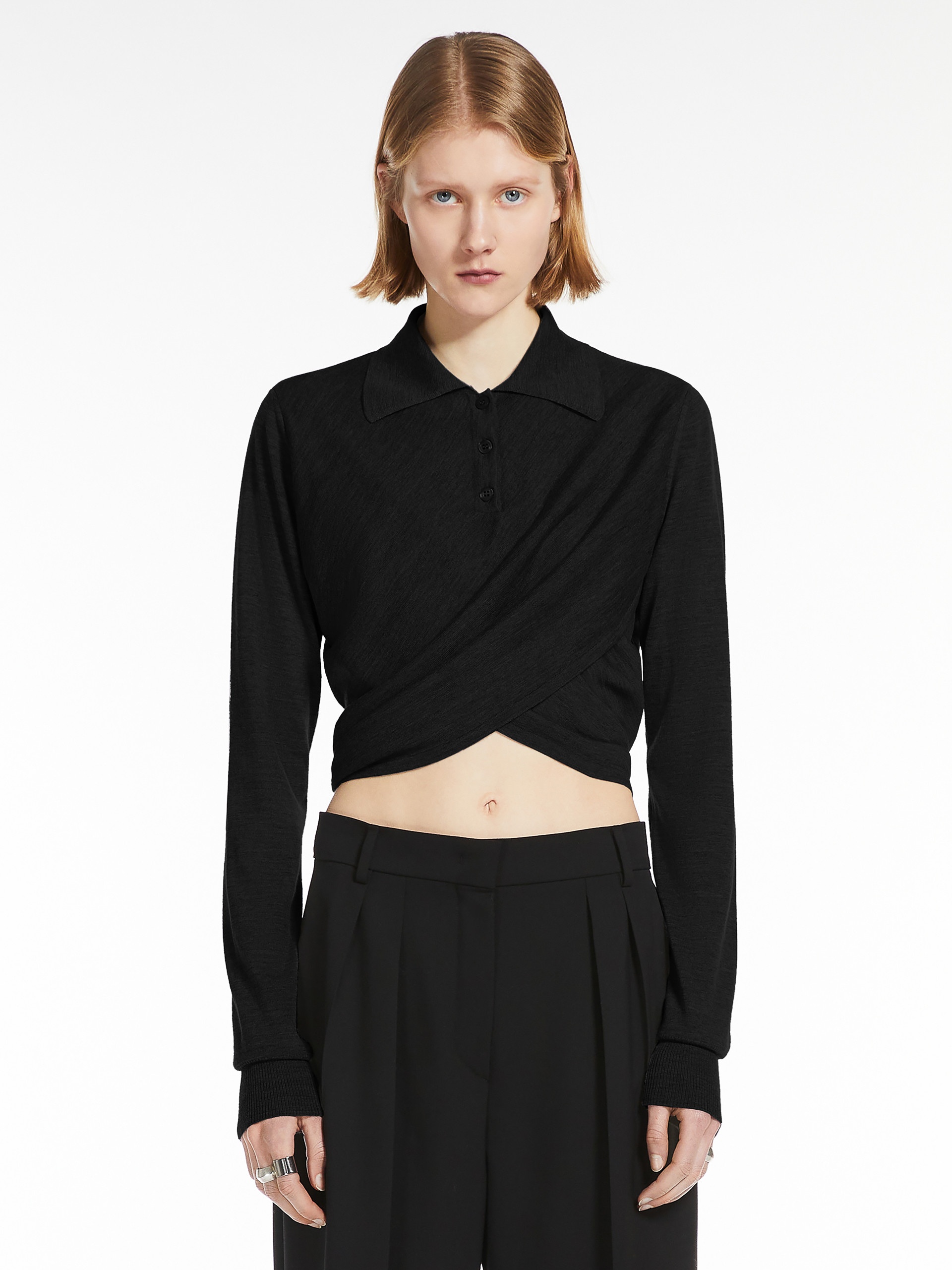 PRATER Wool sweater with crossover drape detail - 3