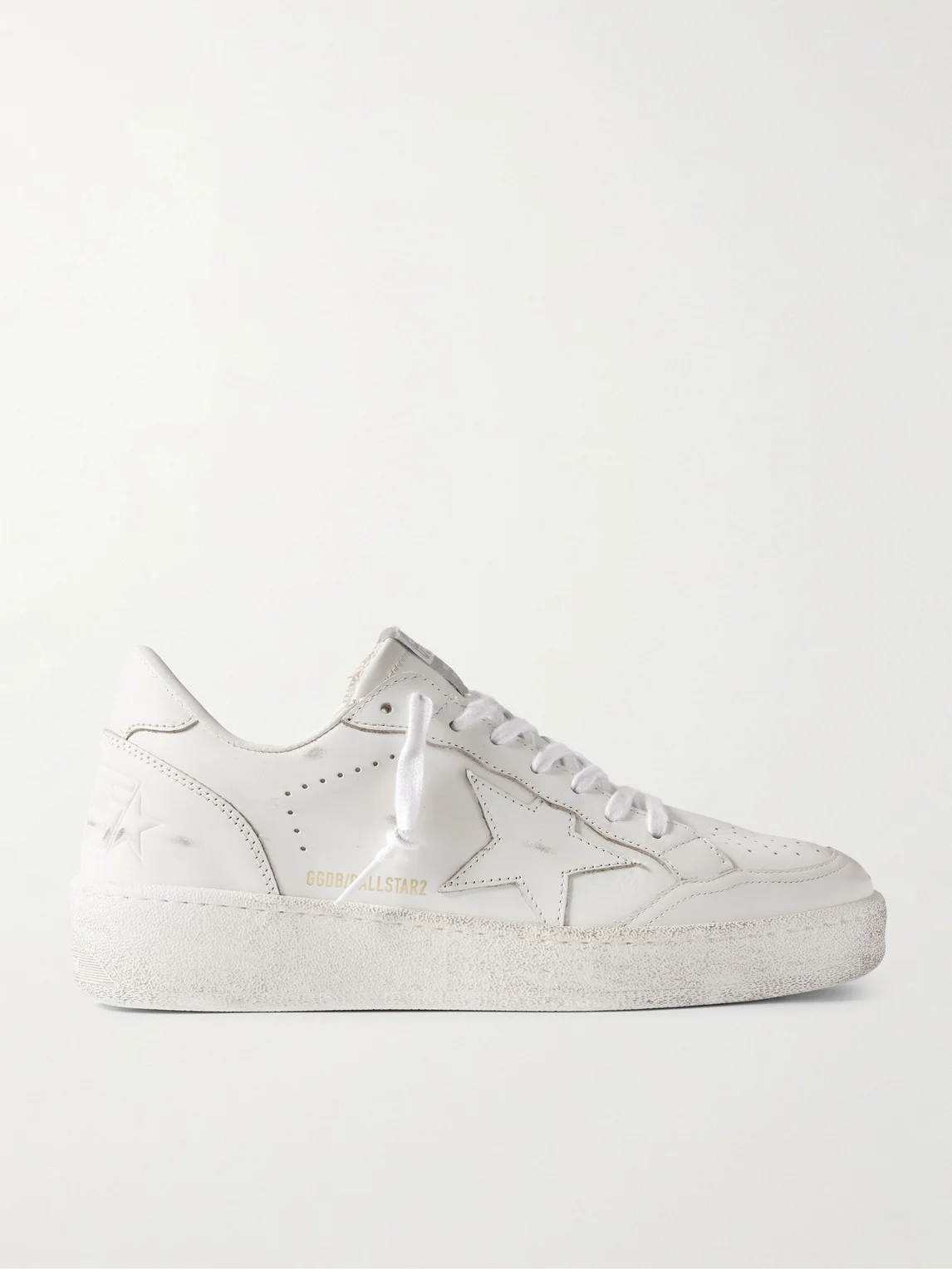 Ball Star Distressed Leather Sneakers - 1