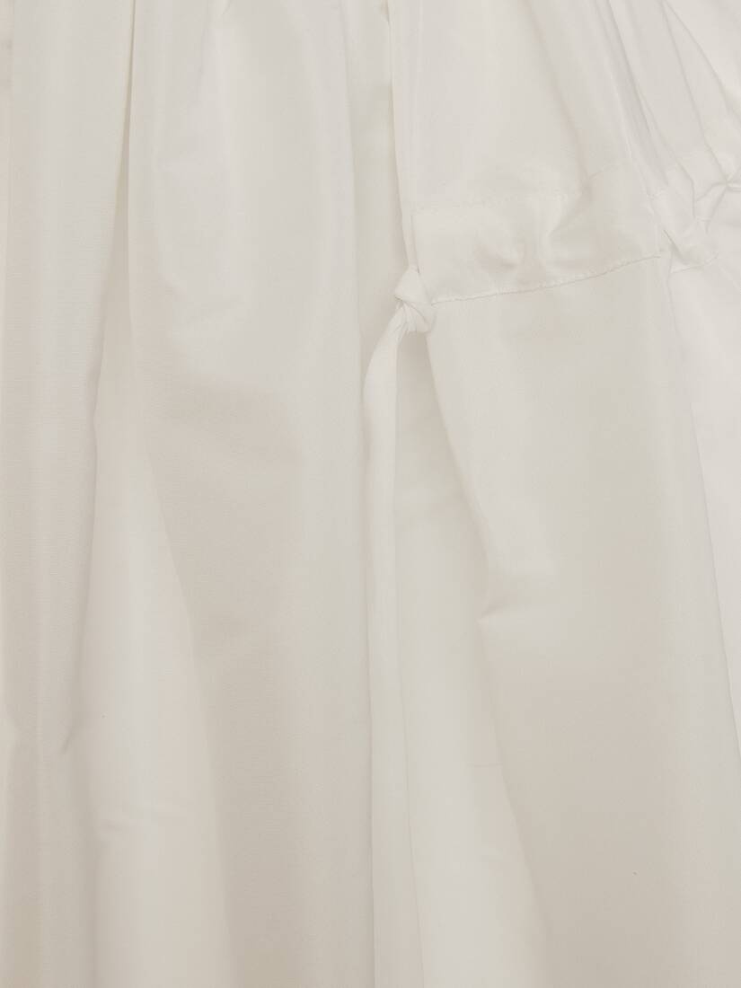 Drawstrings Gathered  Midi Skirt in White - 5