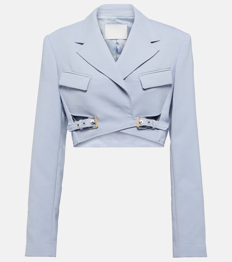 Cropped wool-blend blazer - 1