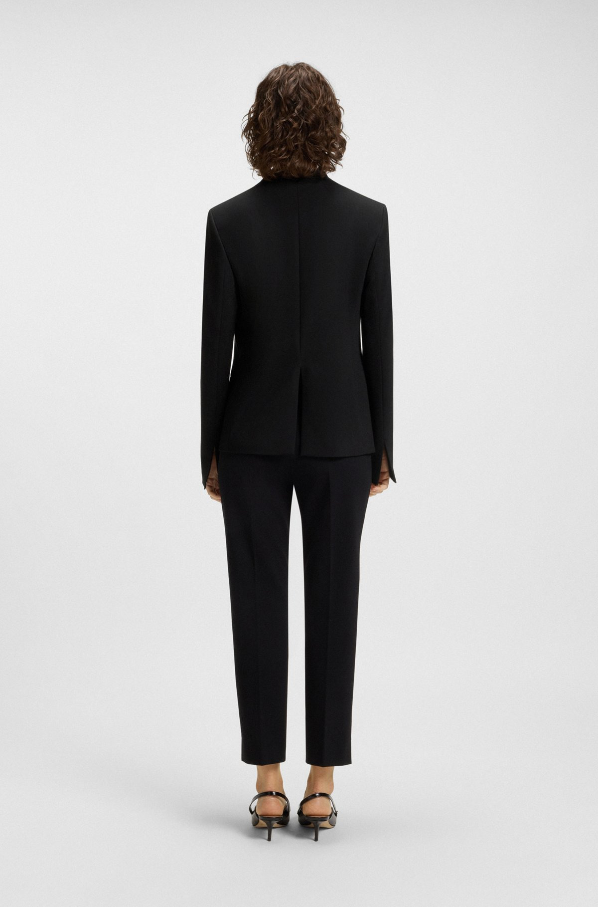 COLLARLESS REGULAR-FIT BLAZER WITH HARDWARE BUTTON - 4