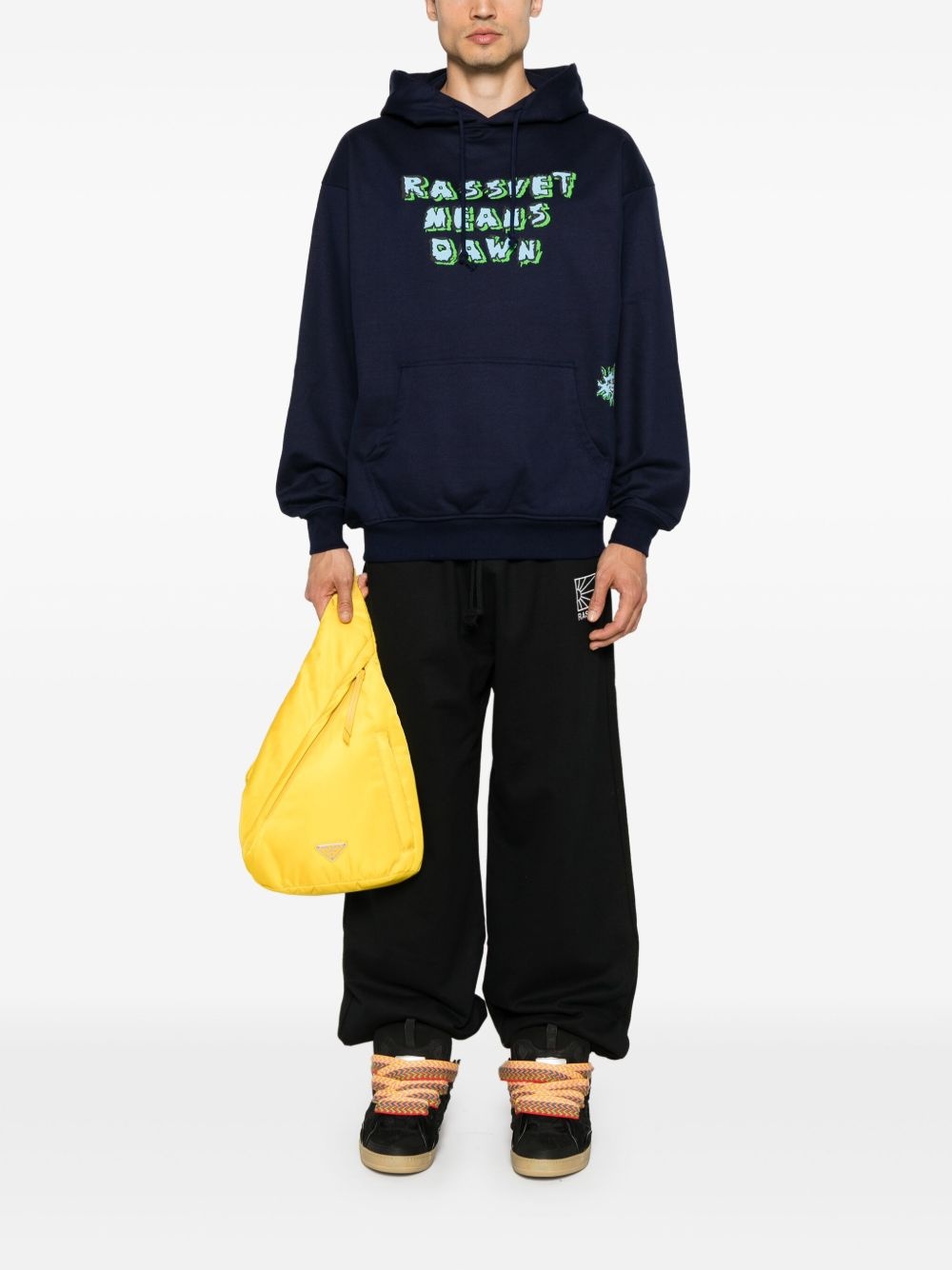 slogan-print cotton hoodie - 2