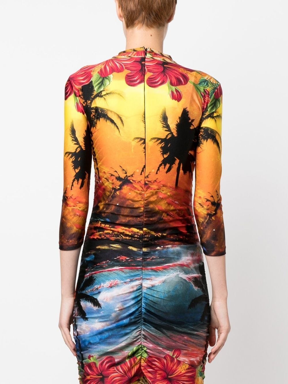 Hawaii-print mock-neck dress - 4