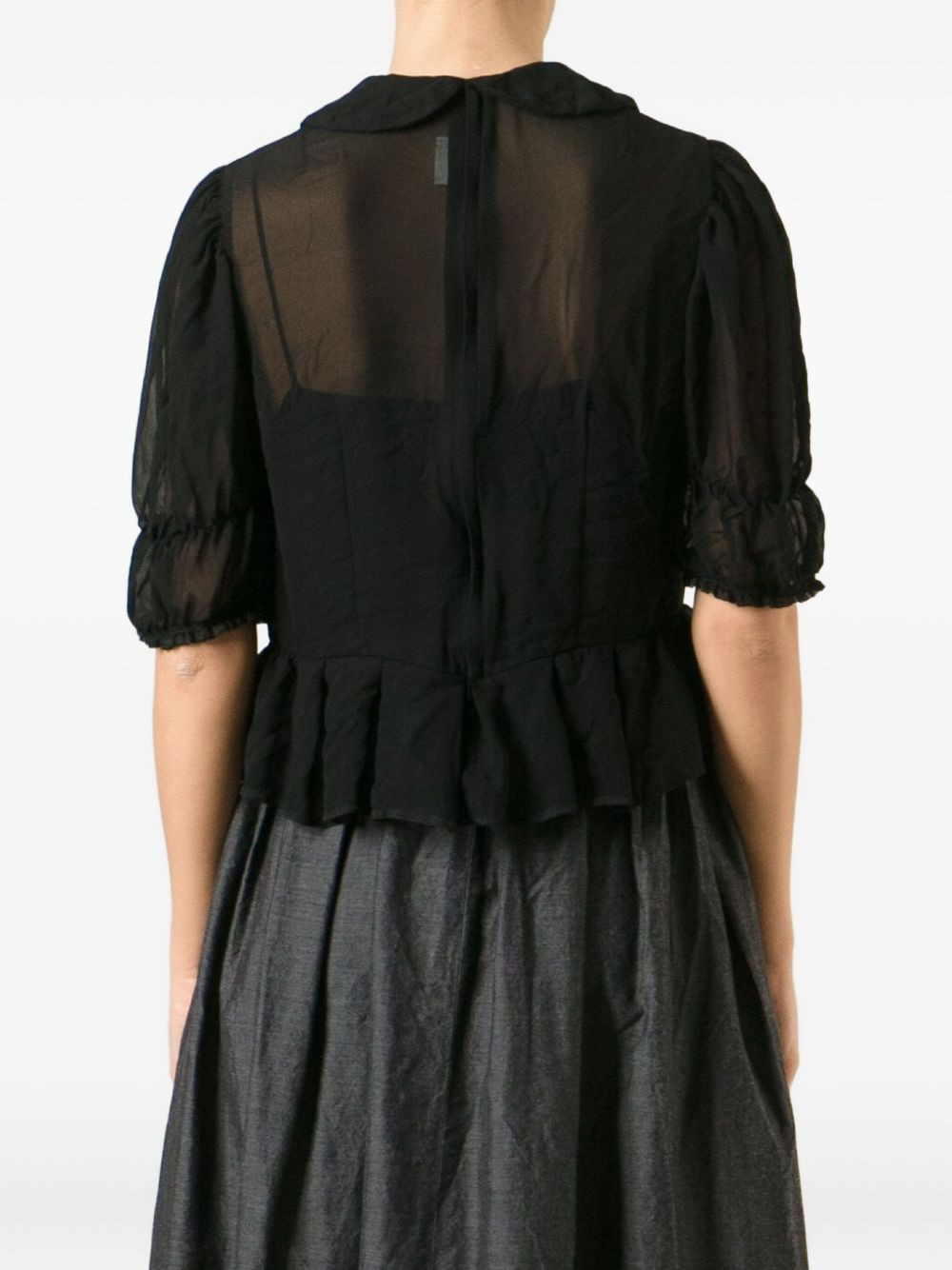 peter pan collar sheer blouse - 4