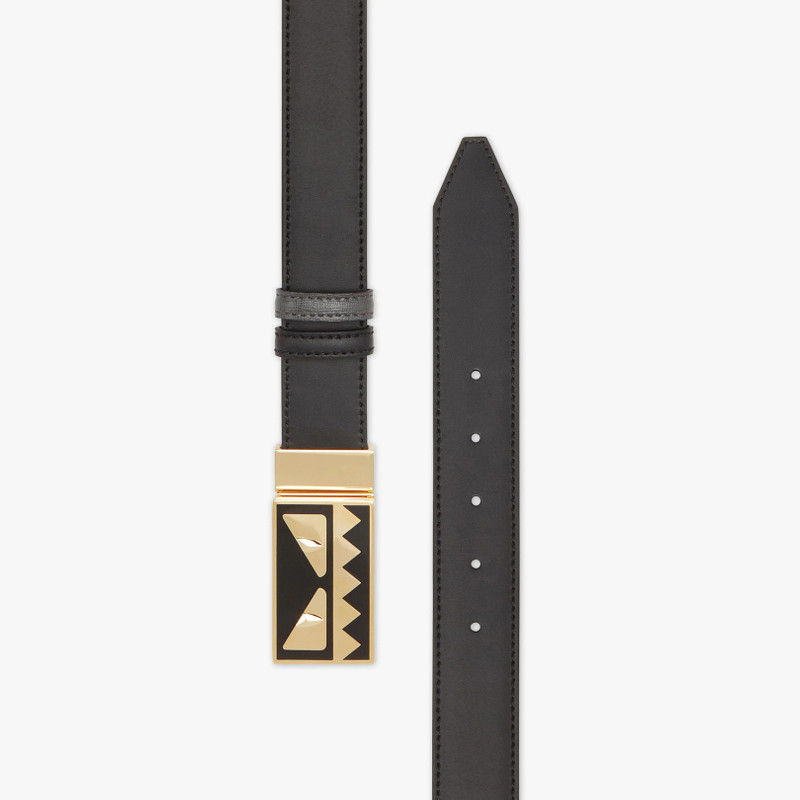FENDI Black and gray leather belt outlook