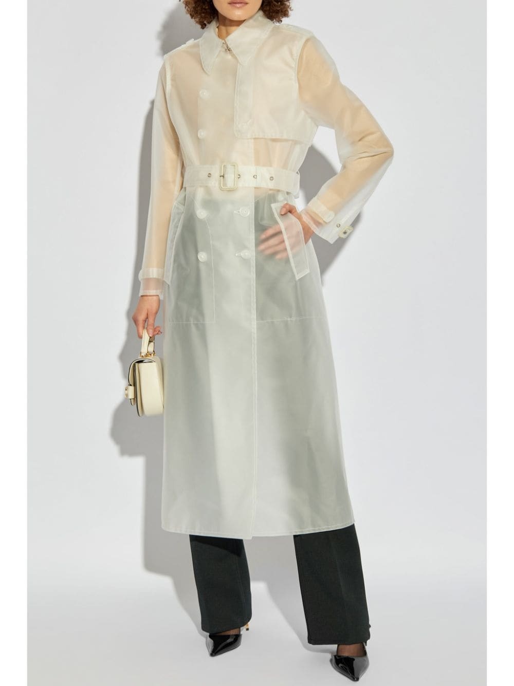 transparent belted trench coat - 2