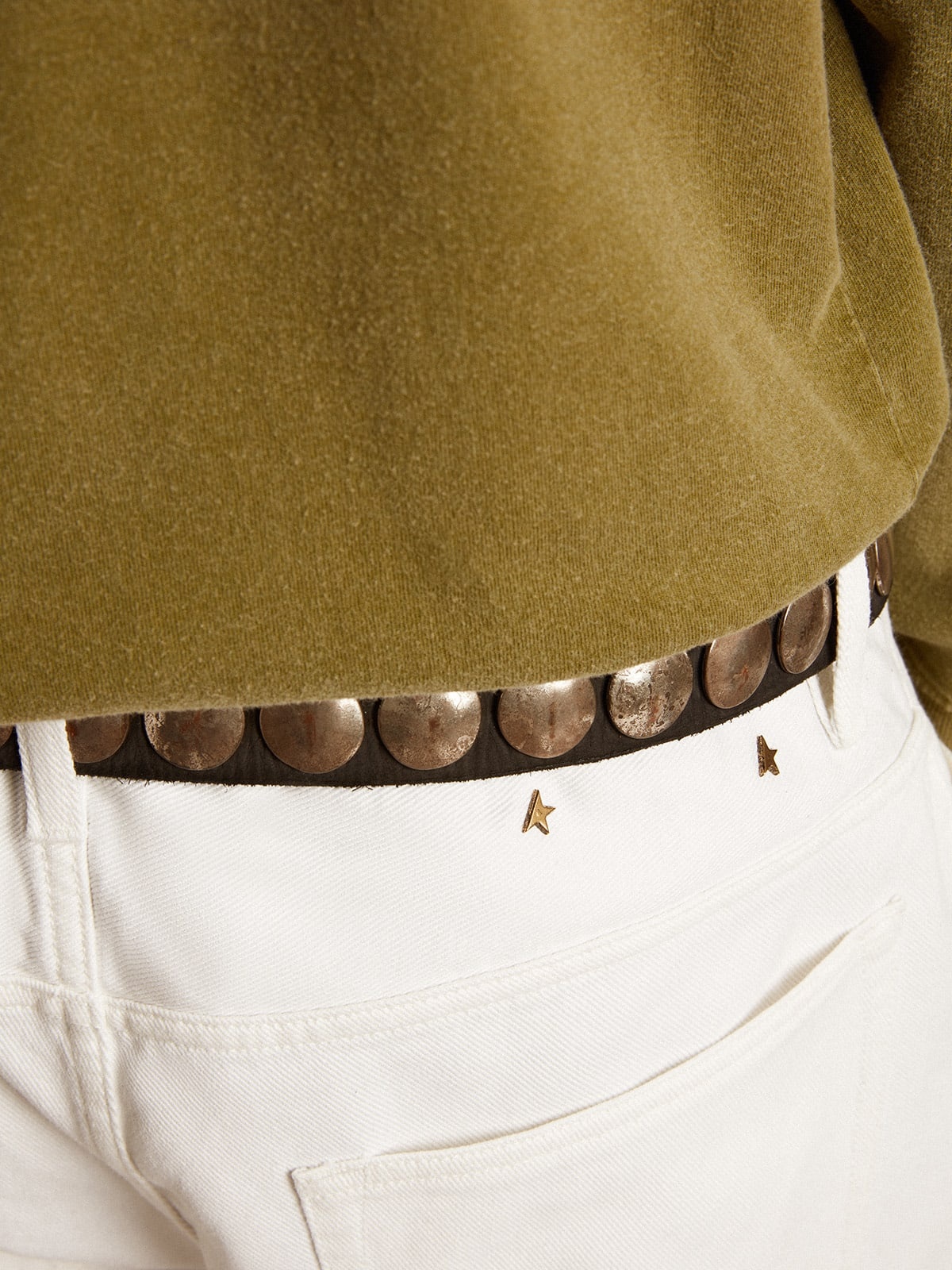 Stonewashed-effect white jeans - 5