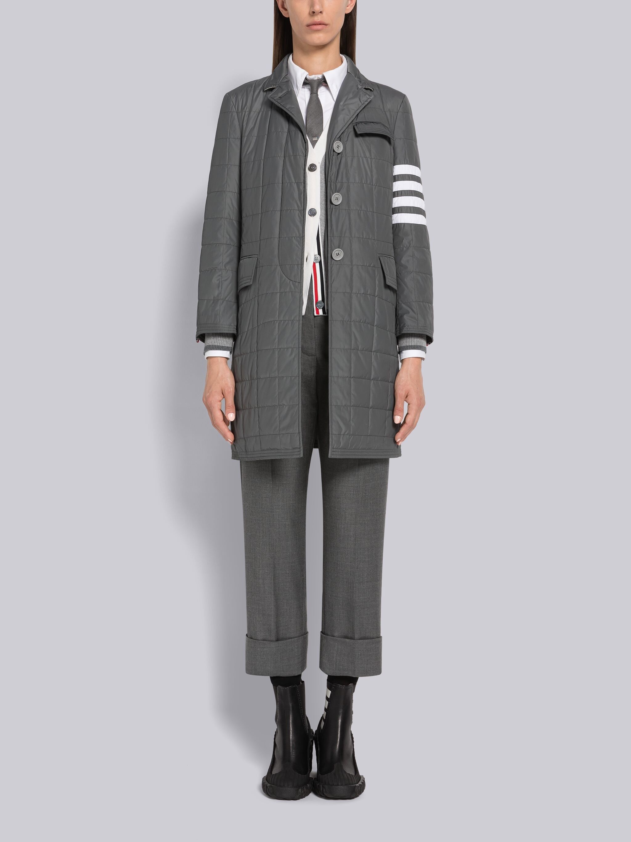Poly Twill Quilted Tech Down 4-Bar Chesterfield Coat - 4