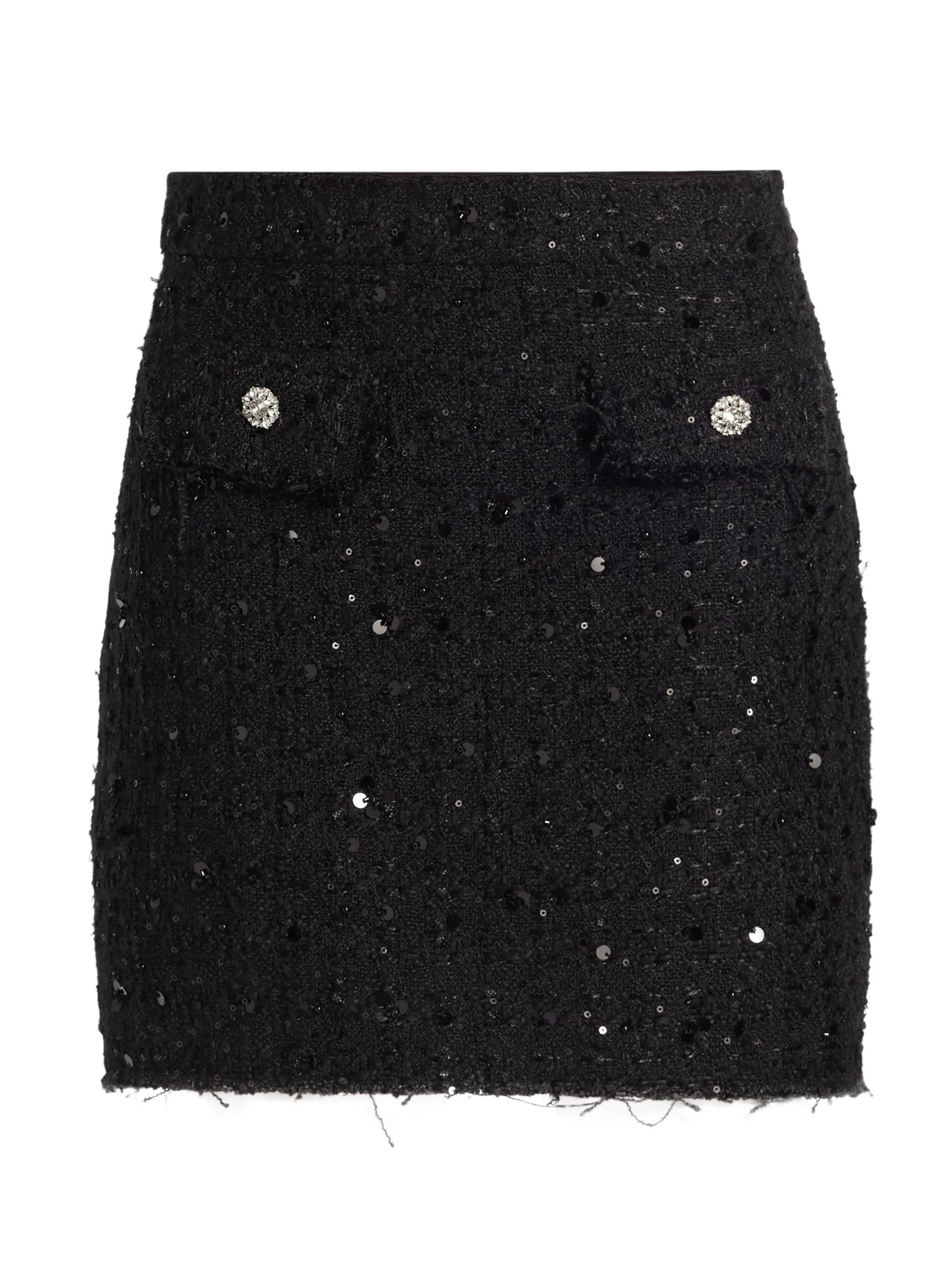 Women's Ava Sequined Tweed Slim-Fit Miniskirt - Black - 1