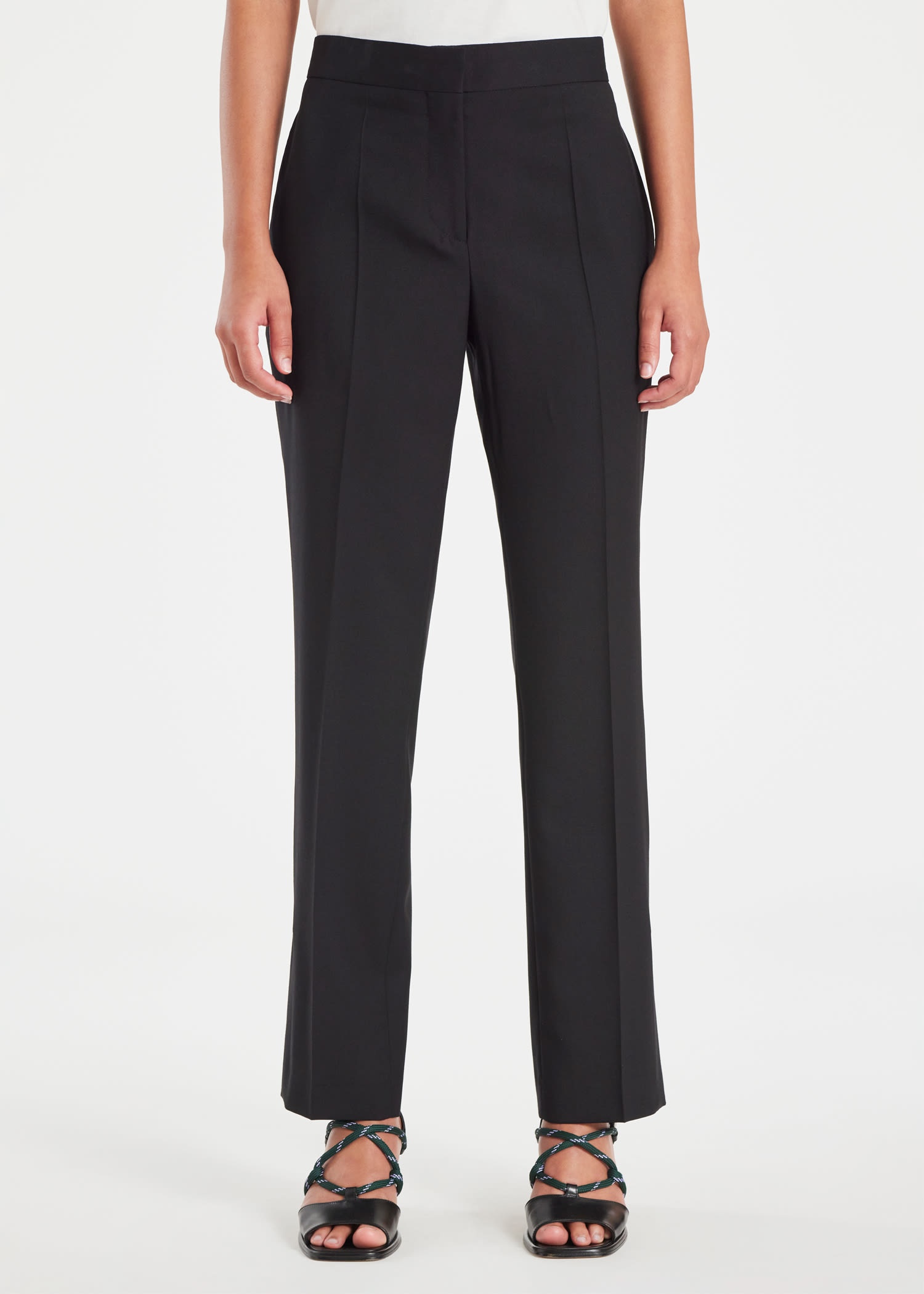 Black Wool Kick Flare Trousers - 3