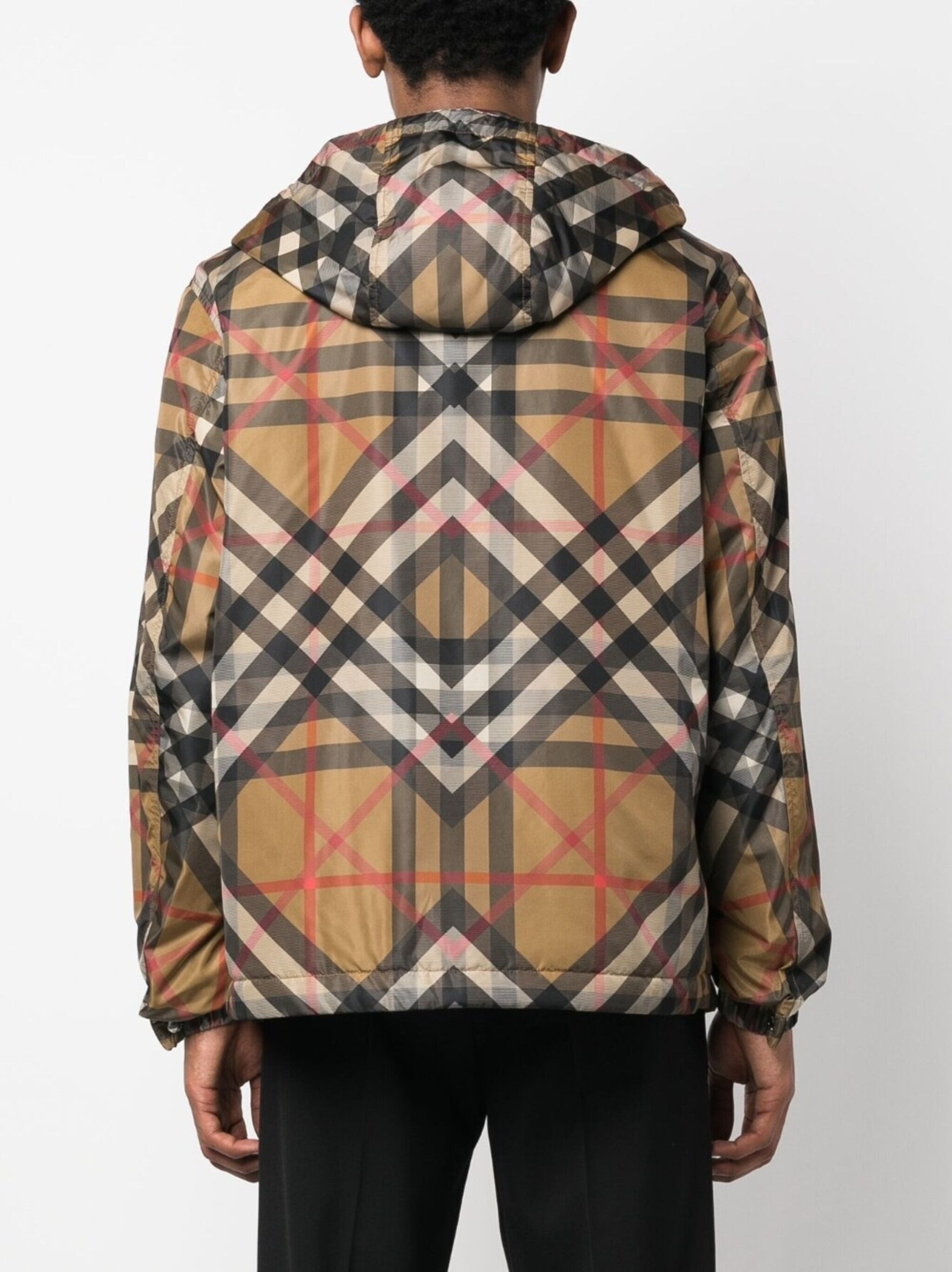 plaid drawstring hooded jacket - 4