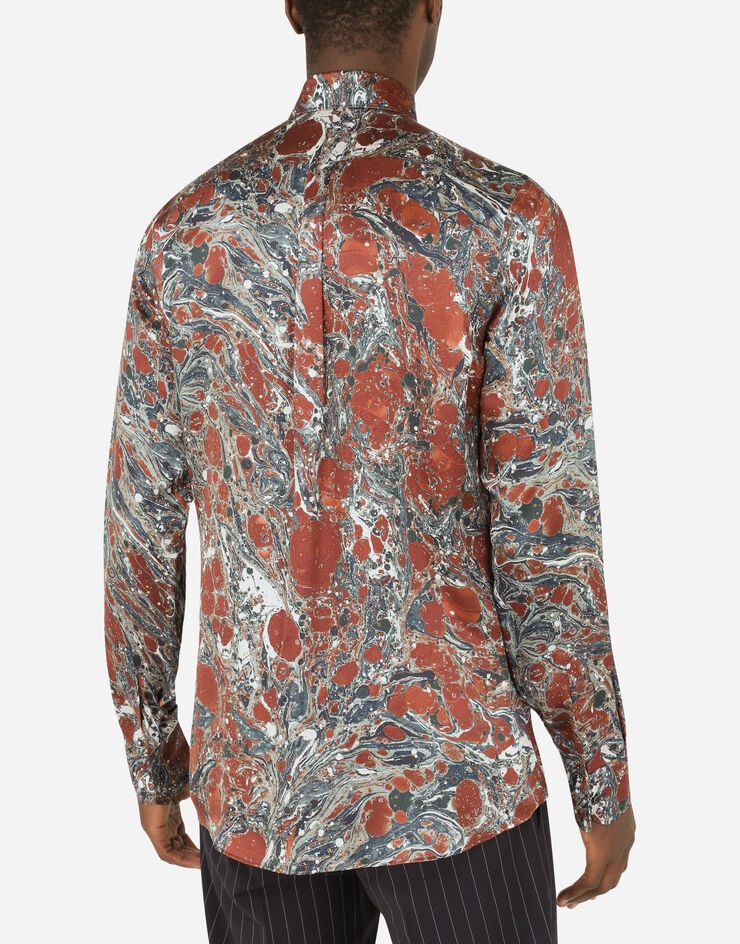 Silk Martini-fit shirt with marbled print - 5