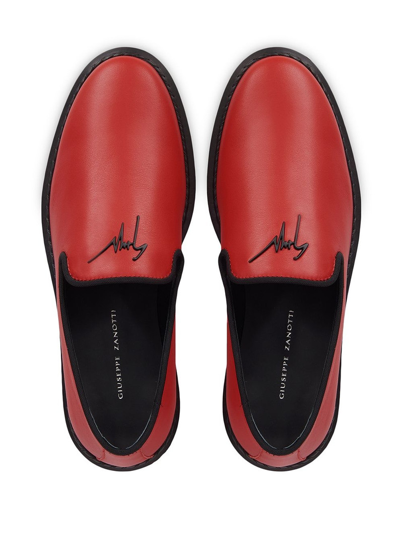slip-on leather slippers with logo detail 4