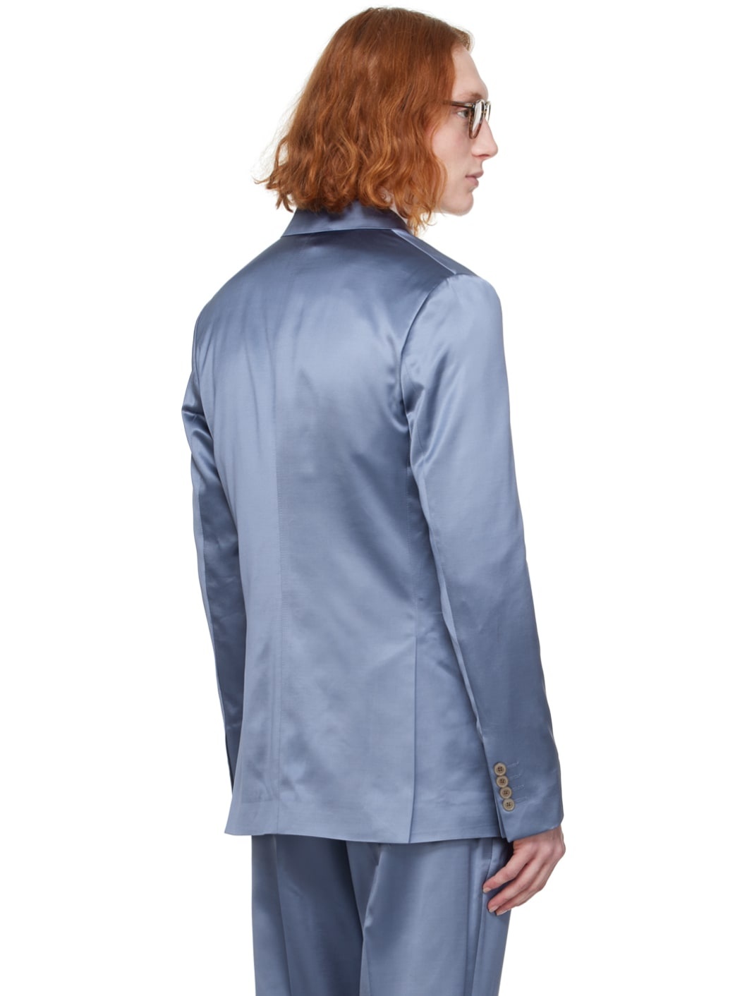 Blue Single-Breasted Blazer - 3