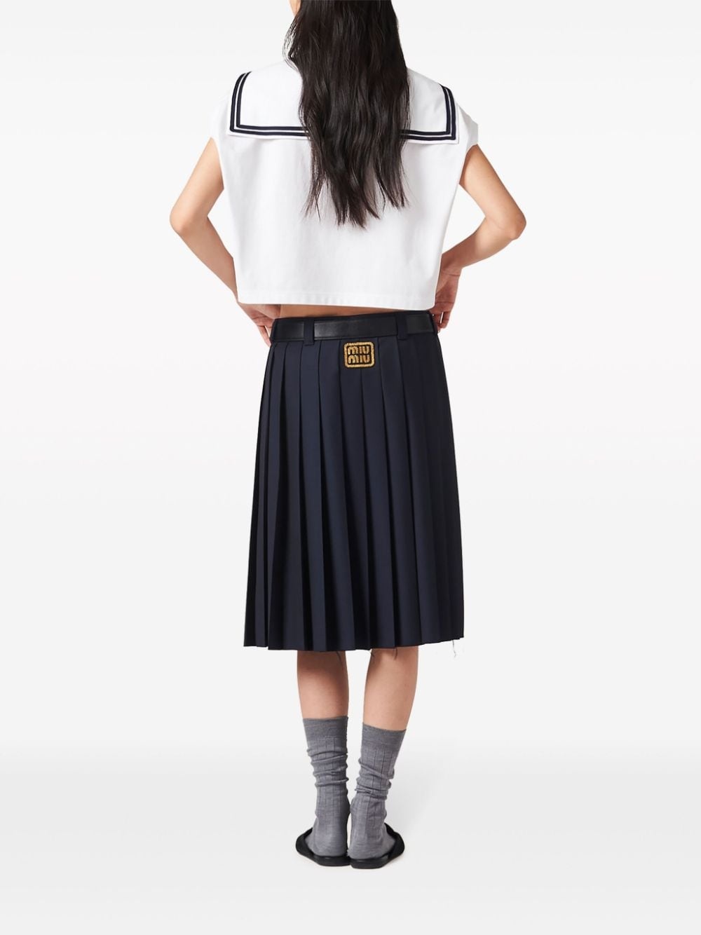 logo-embroidered cotton sailor top - 4