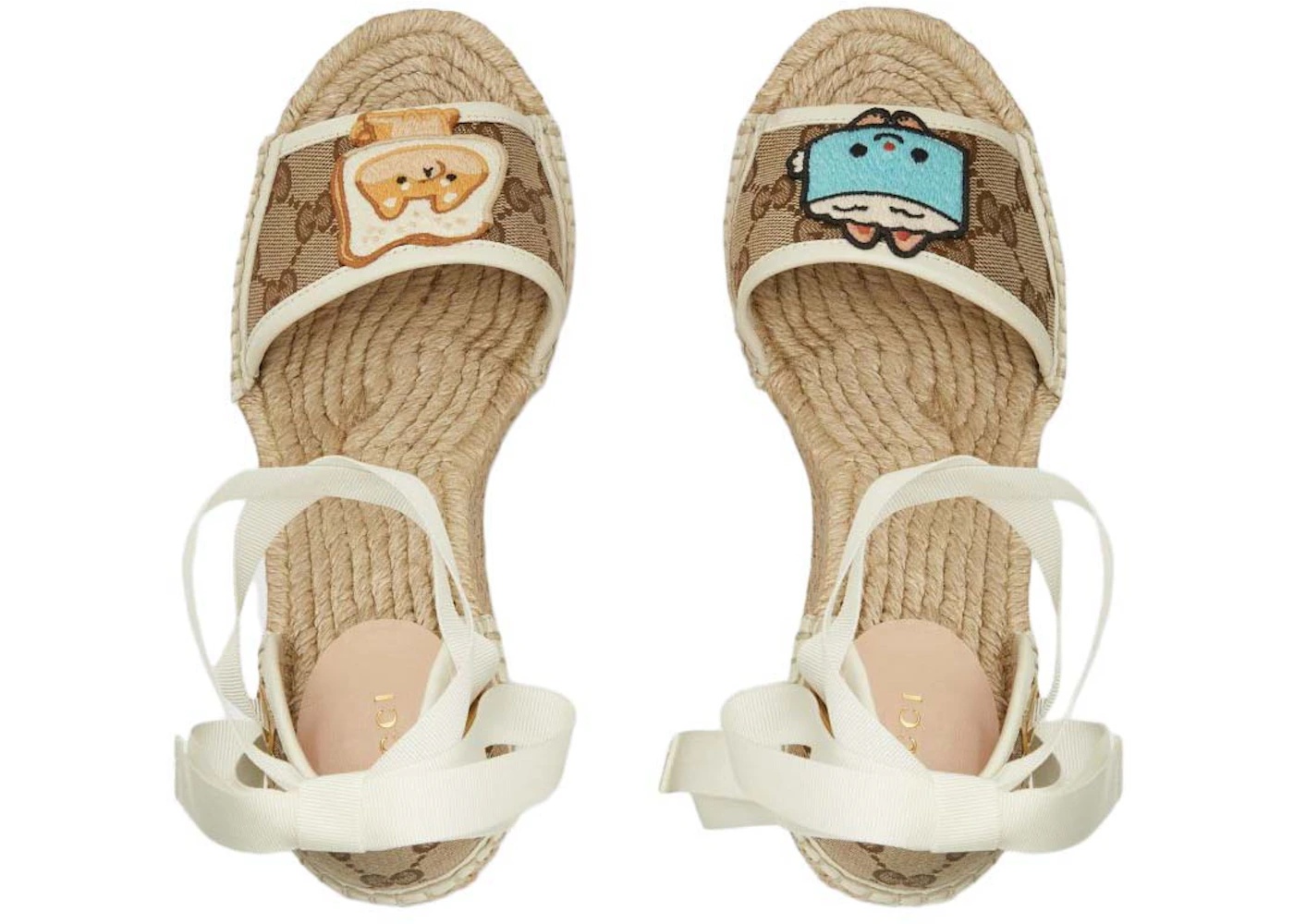 Gucci GG Espadrille with Patch Beige White (Women's) - 3