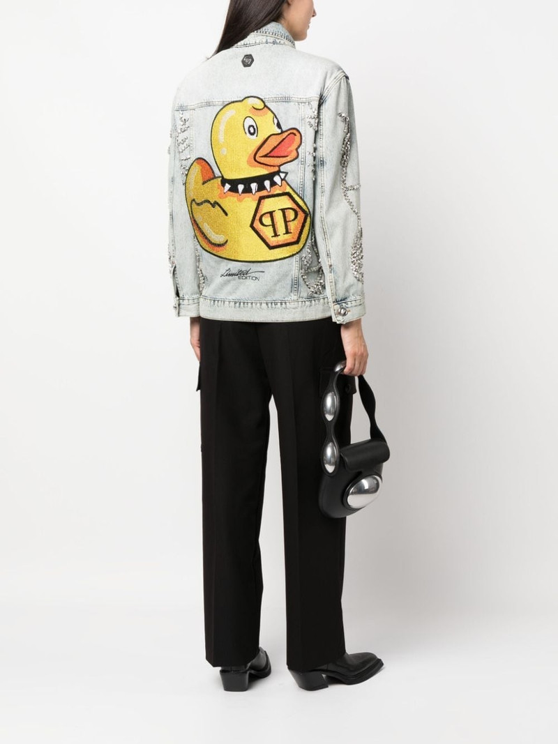 PHILIPP PLEIN crystal-embellished denim jacket outlook