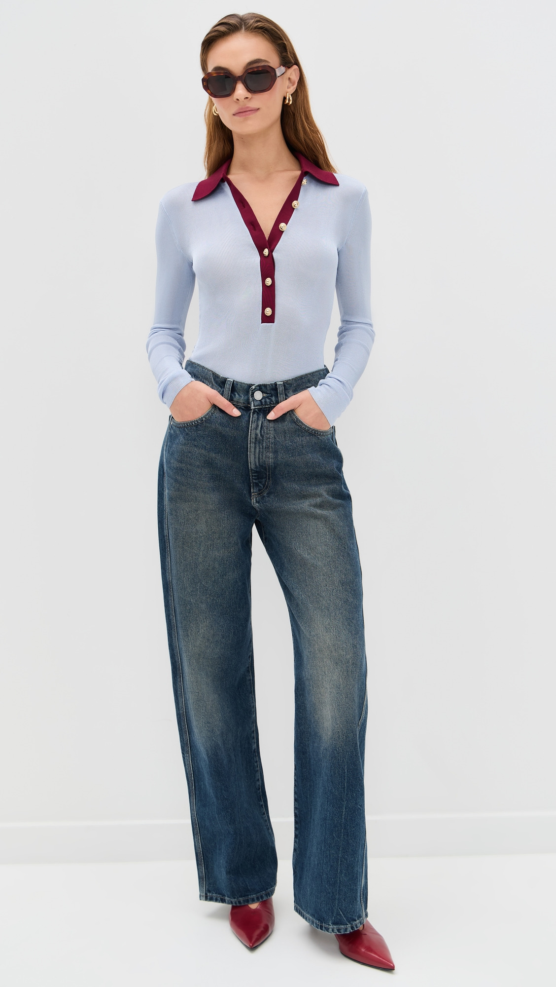 Blue Viscose Knit Bodysuit - 4