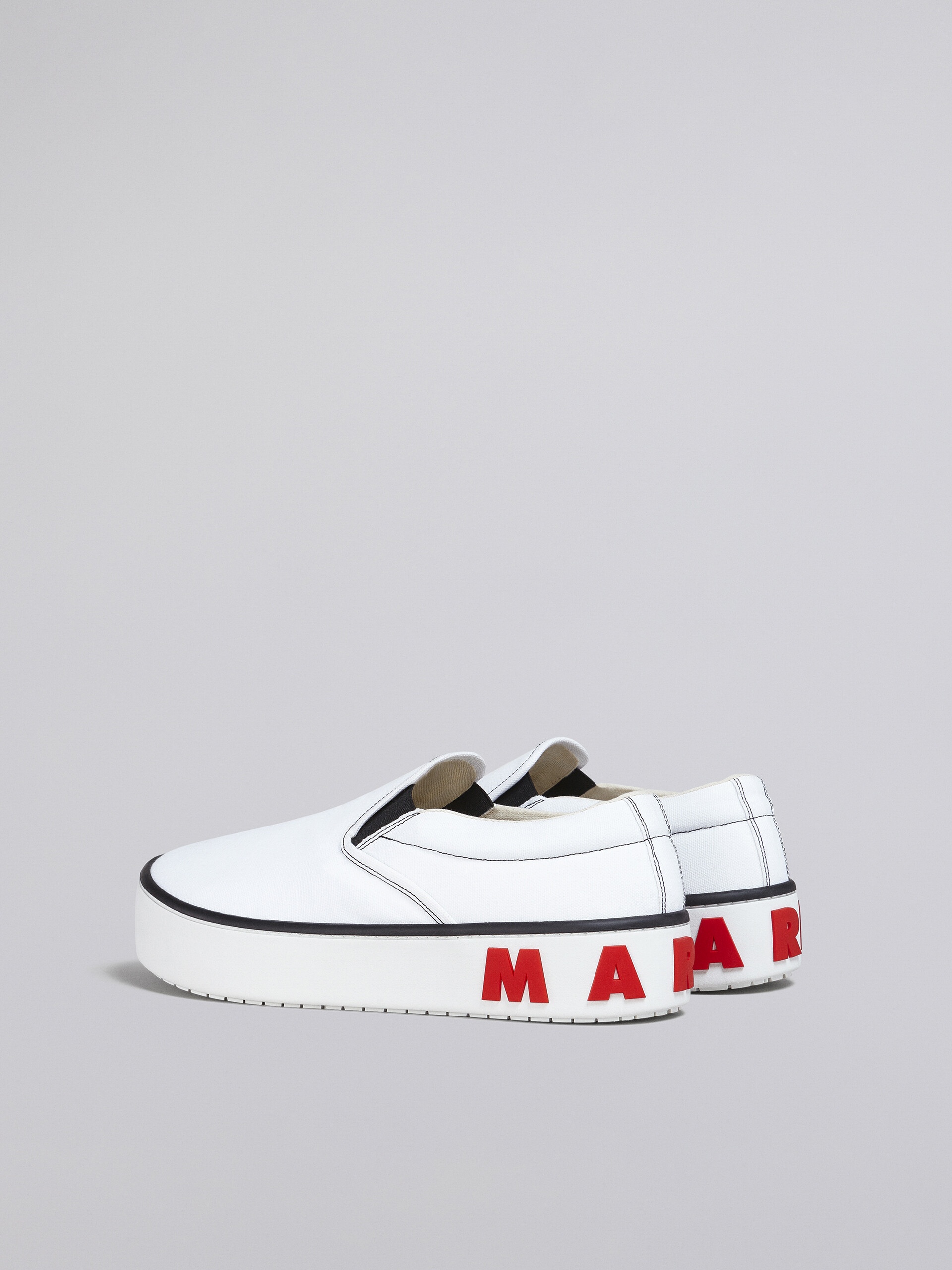 WHITE CANVAS PAW SNEAKER WITH BACK MAXI LOGO - 3
