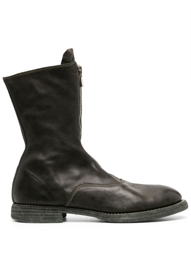 polished-leather zip-up boots 1