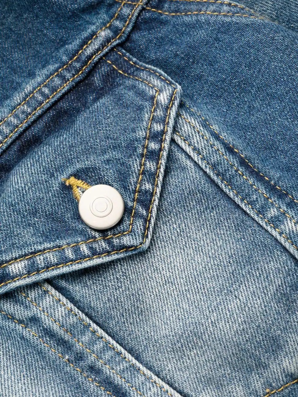 round-neck detail denim jacket - 7