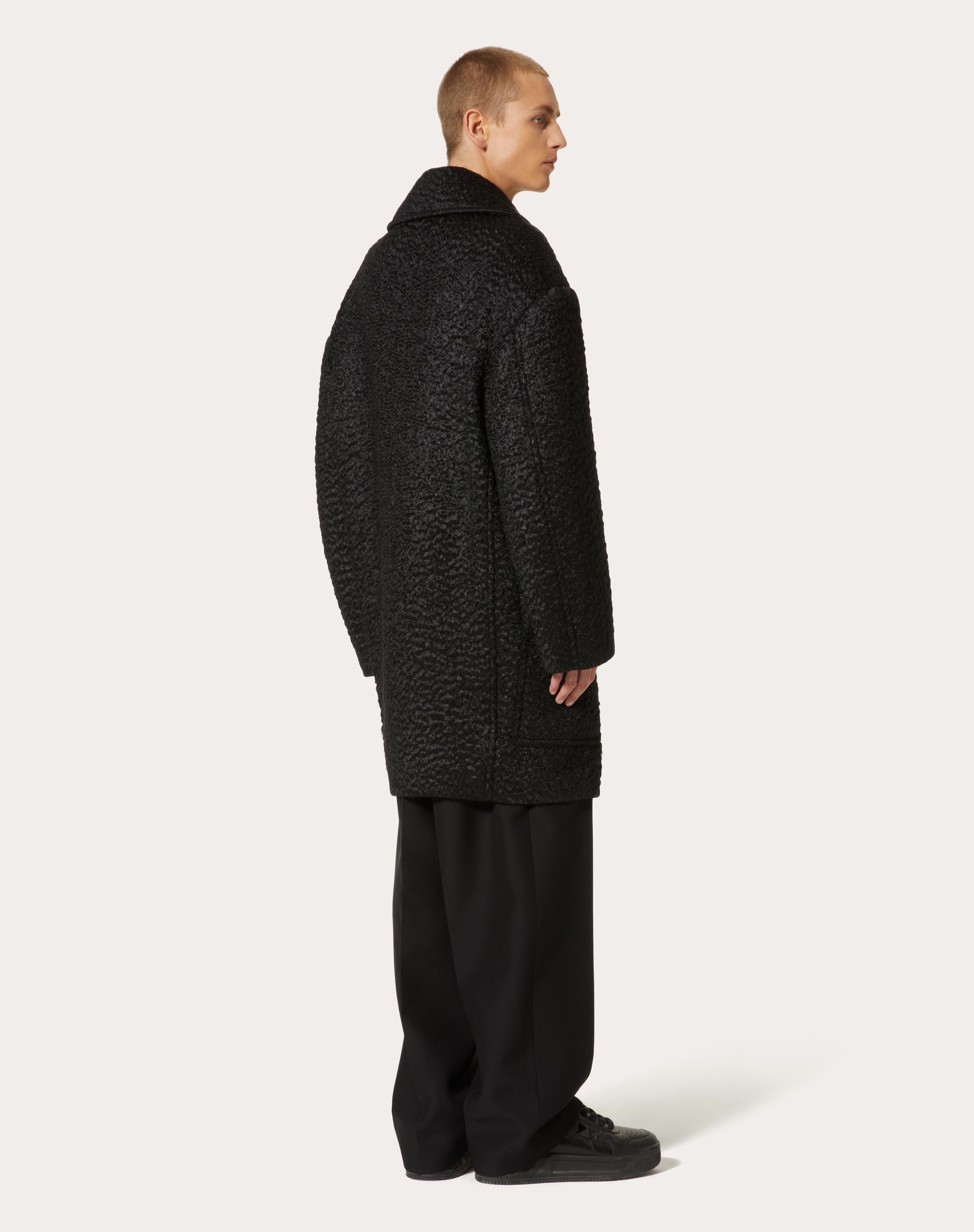 DOUBLE-BREASTED BOUCLÉ WOOL COAT - 4
