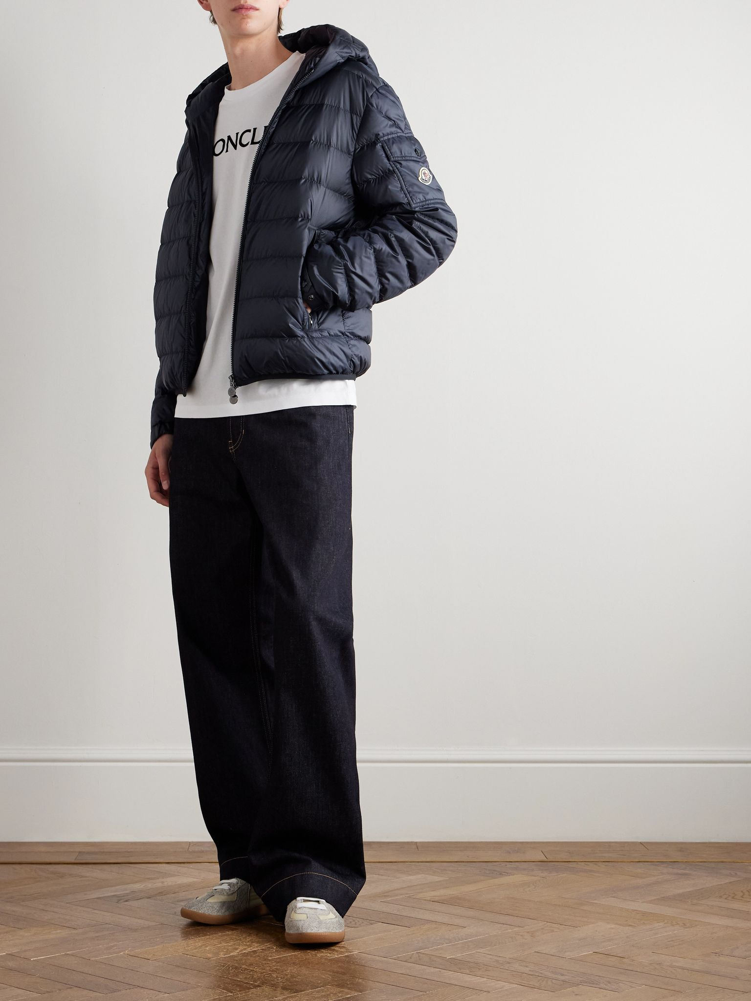 Najan Logo-Appliquéd Quilted Shell Hooded Down Jacket Navy - 2