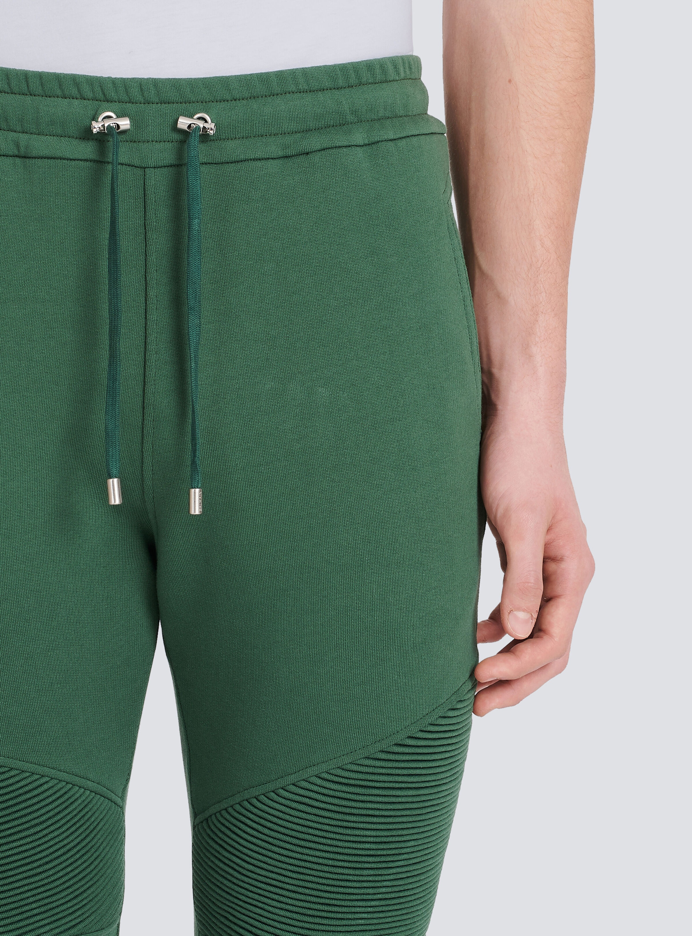 Cotton sweatpants with flocked Balmain Paris logo - 7