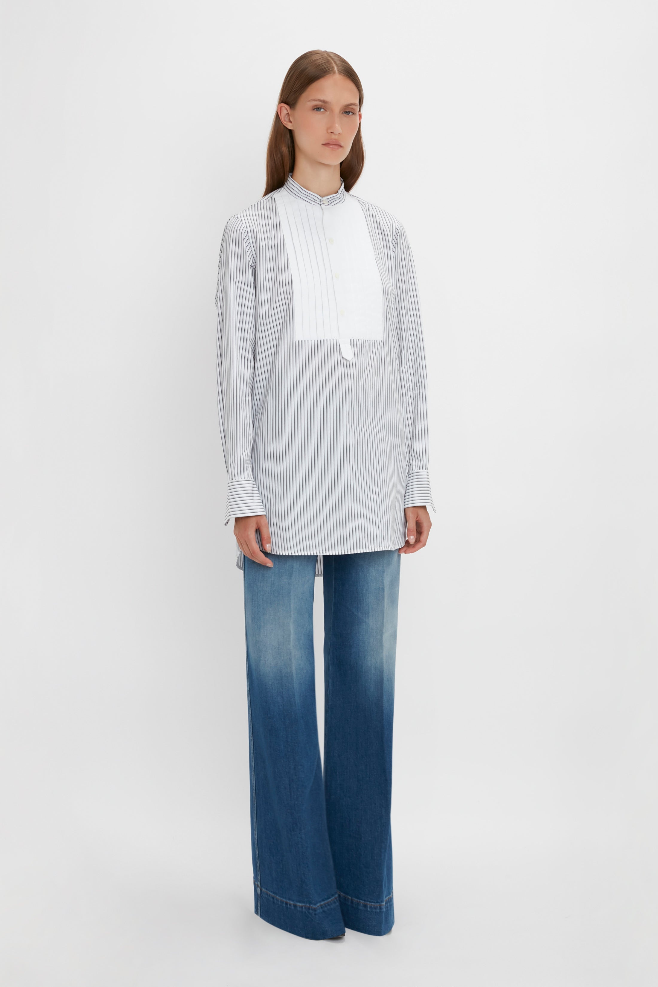 Tuxedo Bib Shirt in Black and Off-White - 6