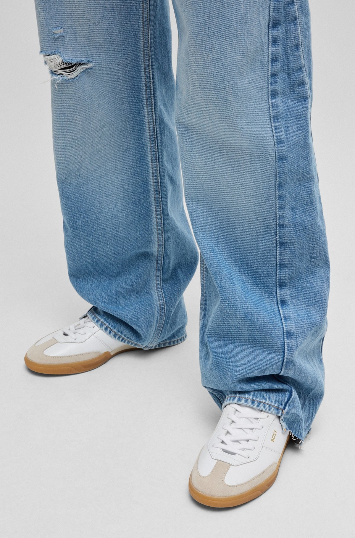 LEATHER LACE-UP TRAINERS WITH SUEDE TRIMS - 4