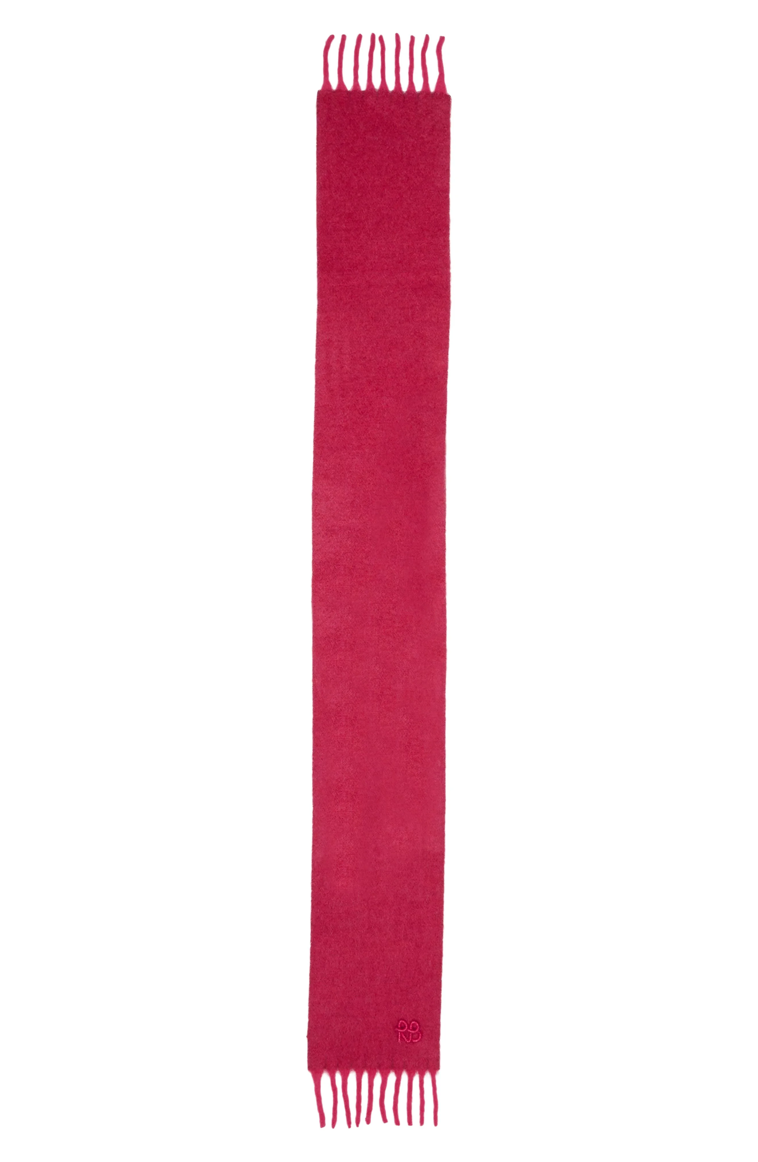 Ruslan Baginskiy Monogram Embroidered Wool Blend Fringe Scarf in Pink at Nordstrom - 1