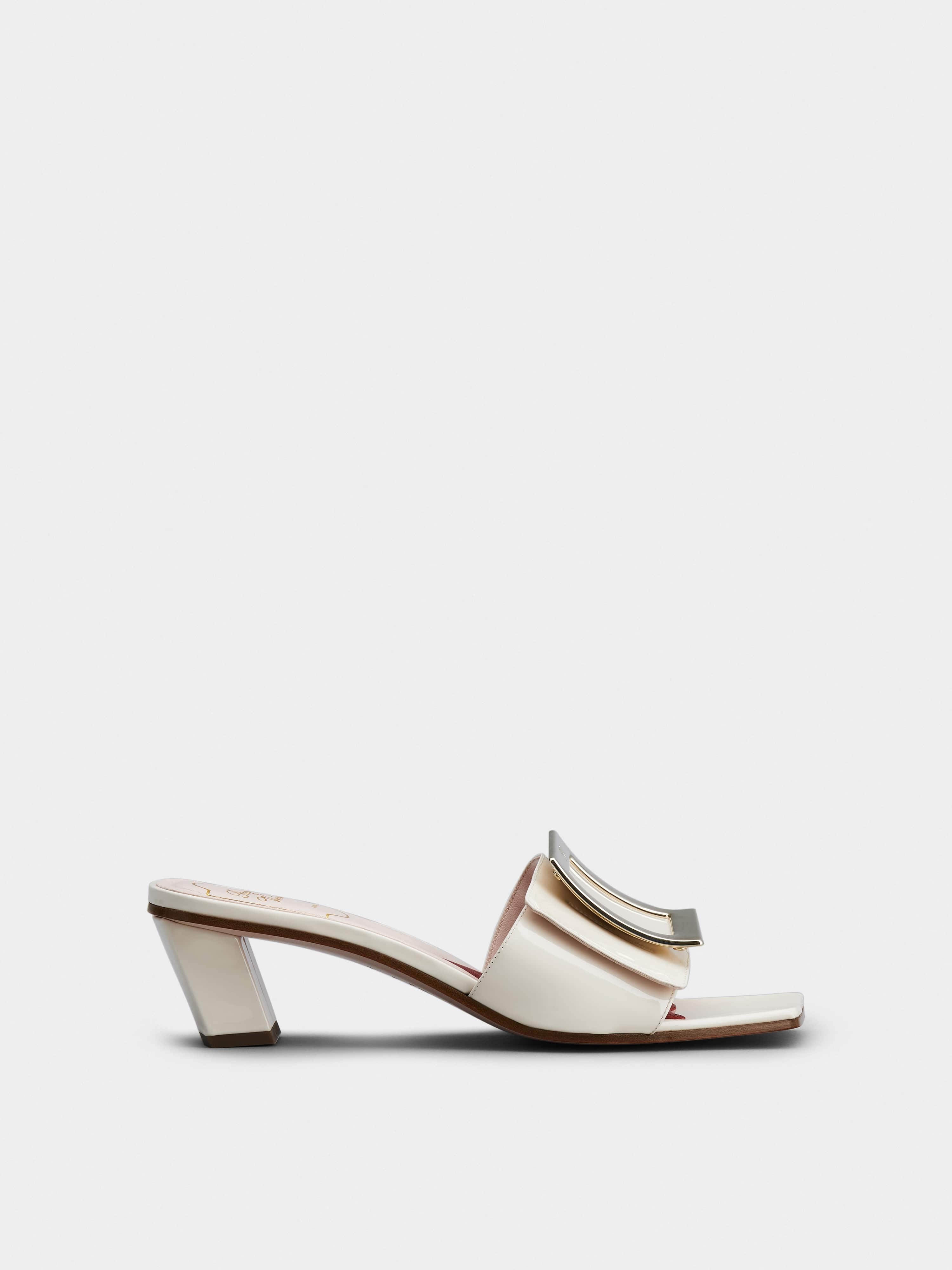 Love Metal Buckle Mules in Patent Leather - 1