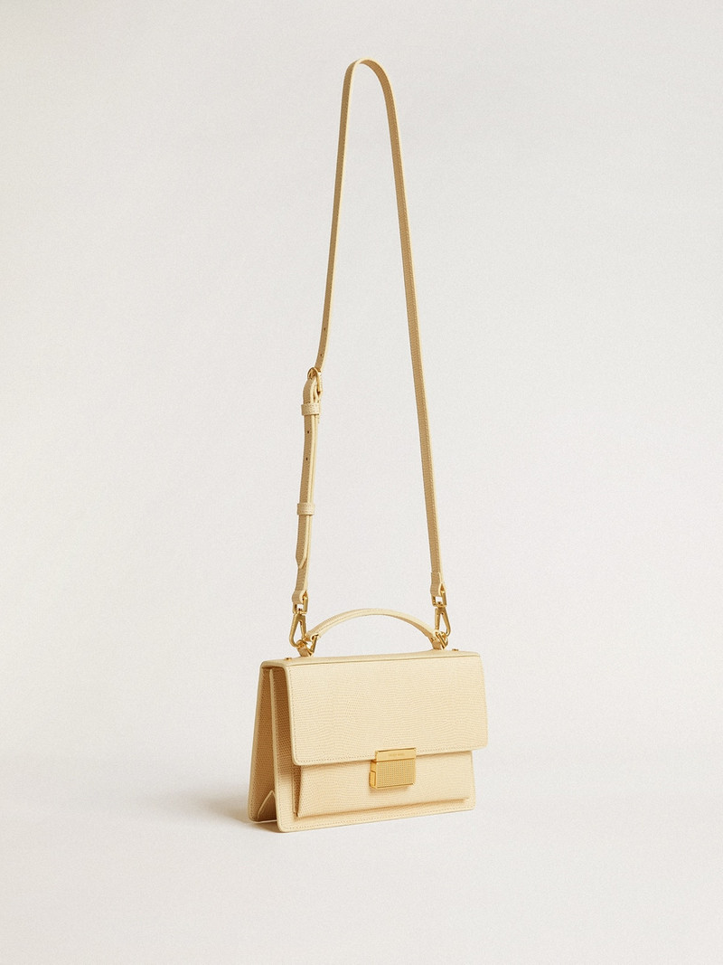 Golden Goose Venezia Bag in beige python-print leather with gold details outlook