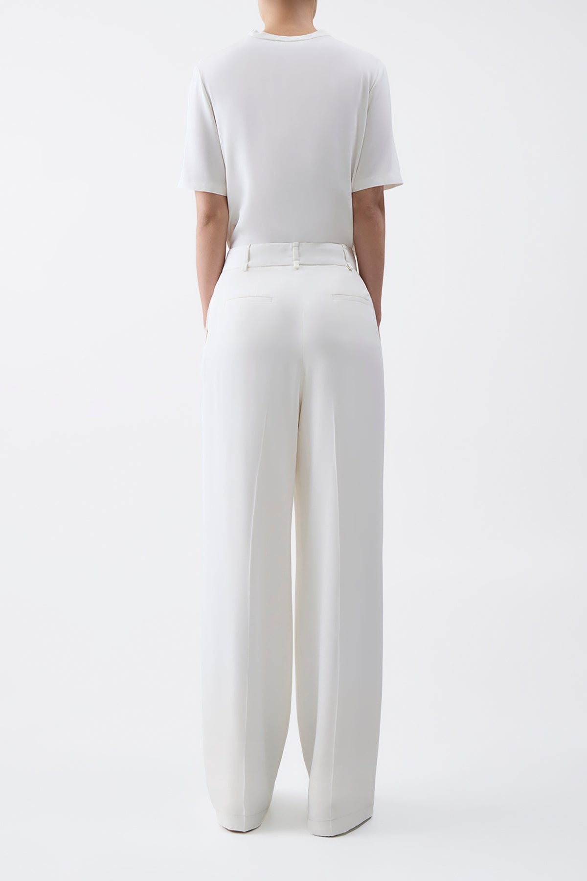 Maura Pant in Ivory Silk Crepe - 4