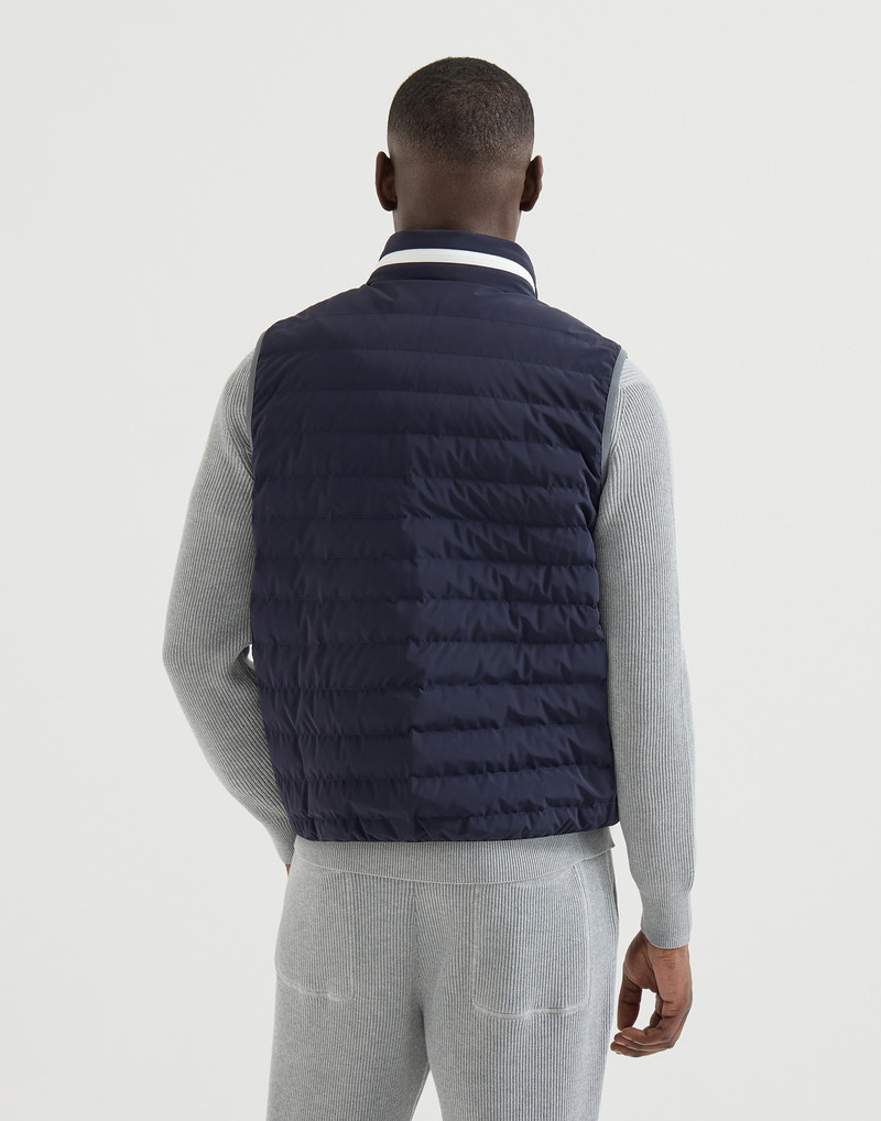 Bonded nylon down vest with logo and packable hood 3