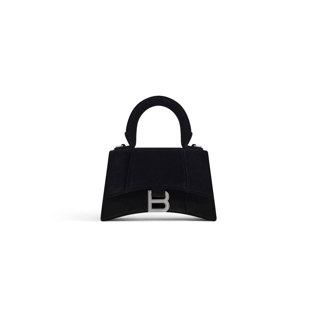 Women's Hourglass Xs Handbag Velvet Jersey in Black - 1