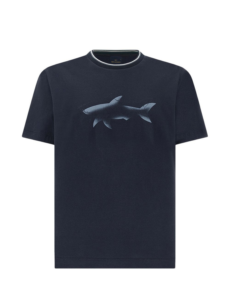 shark-print cotton T-shirt 1