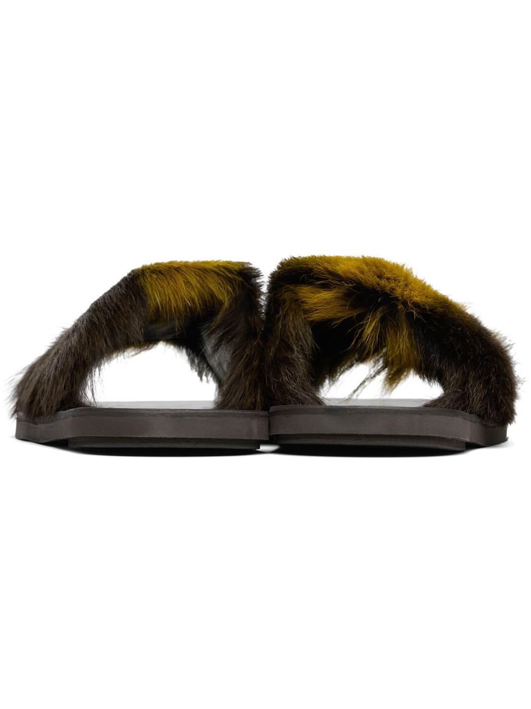 Brown & Yellow Open Toe Sandals - 2