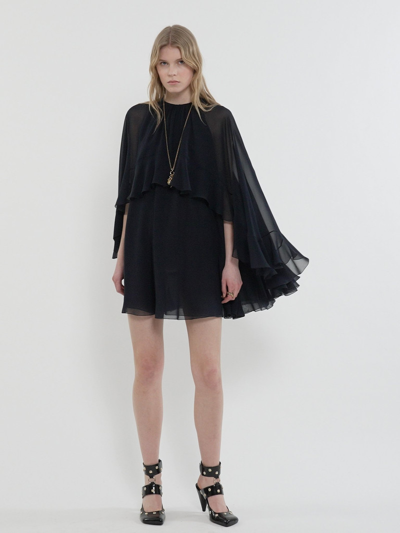 MINI CAPE DRESS IN SILK GEORGETTE 5