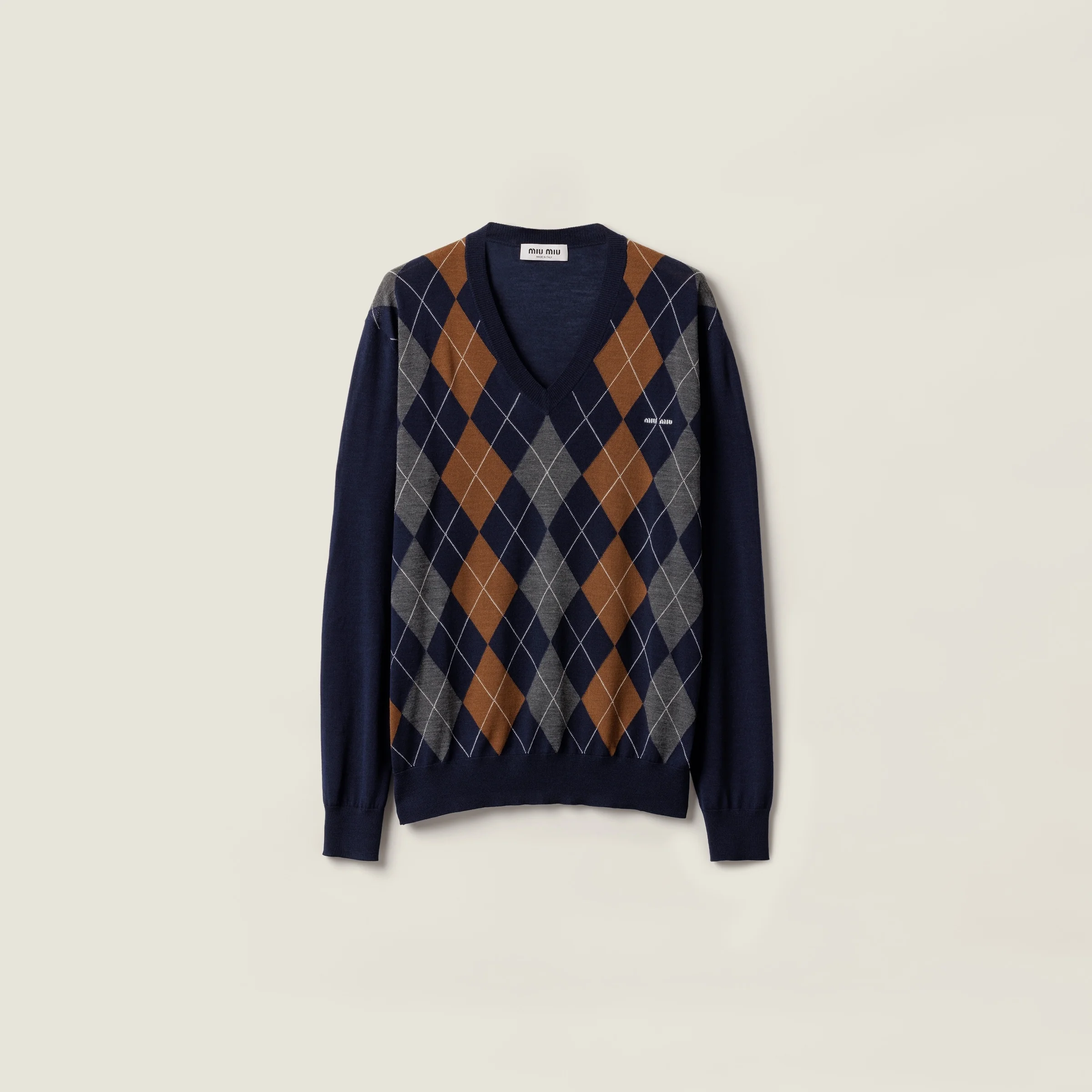 V-necked wool sweater - 1